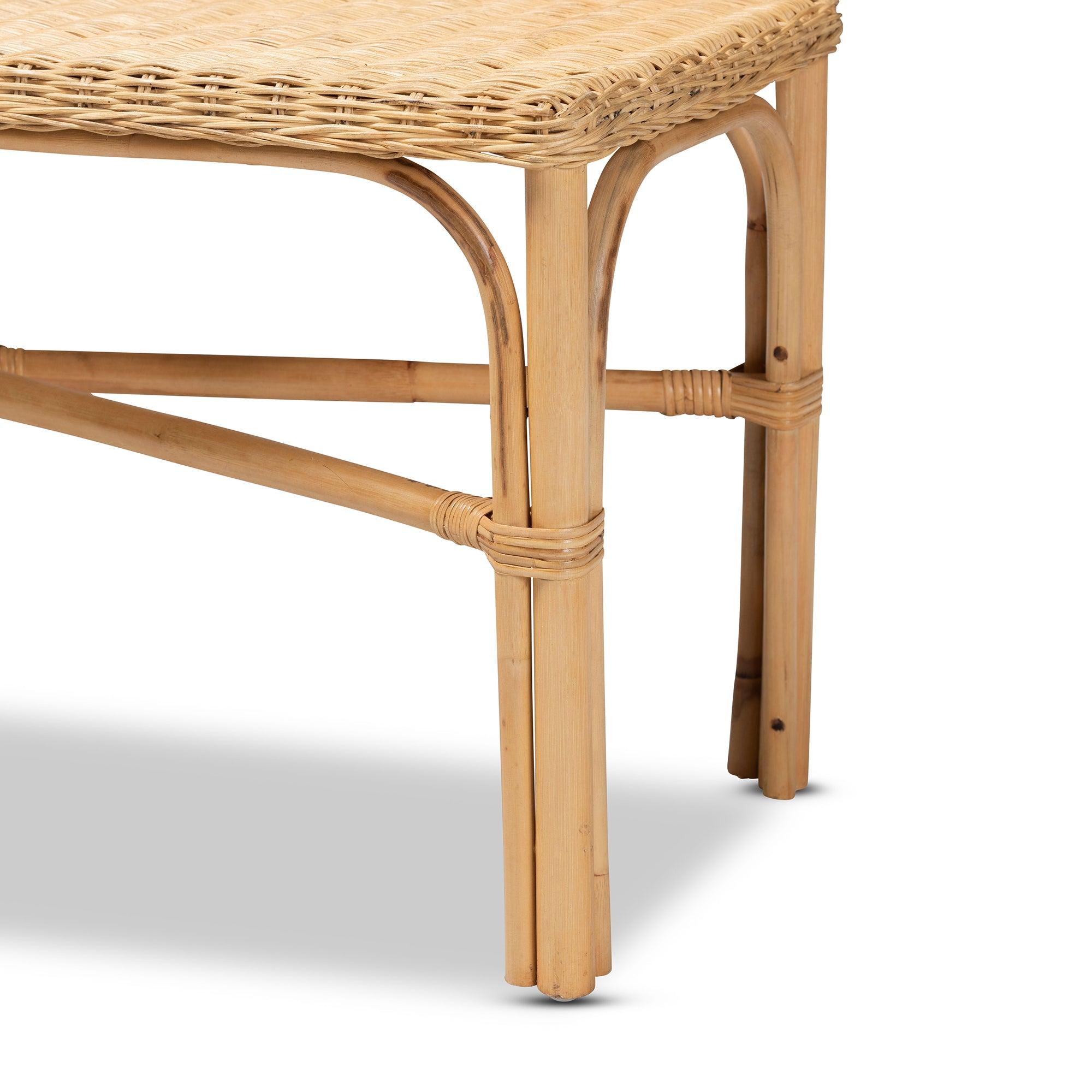 Bali & Pari Cacaban Modern Bohemian Rattan Accent Bench
