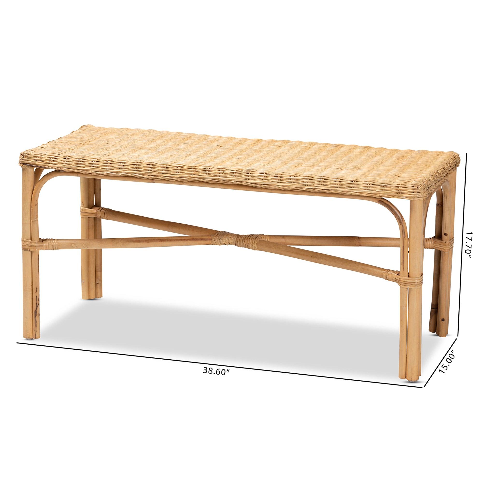 Bali & Pari Cacaban Modern Bohemian Rattan Accent Bench