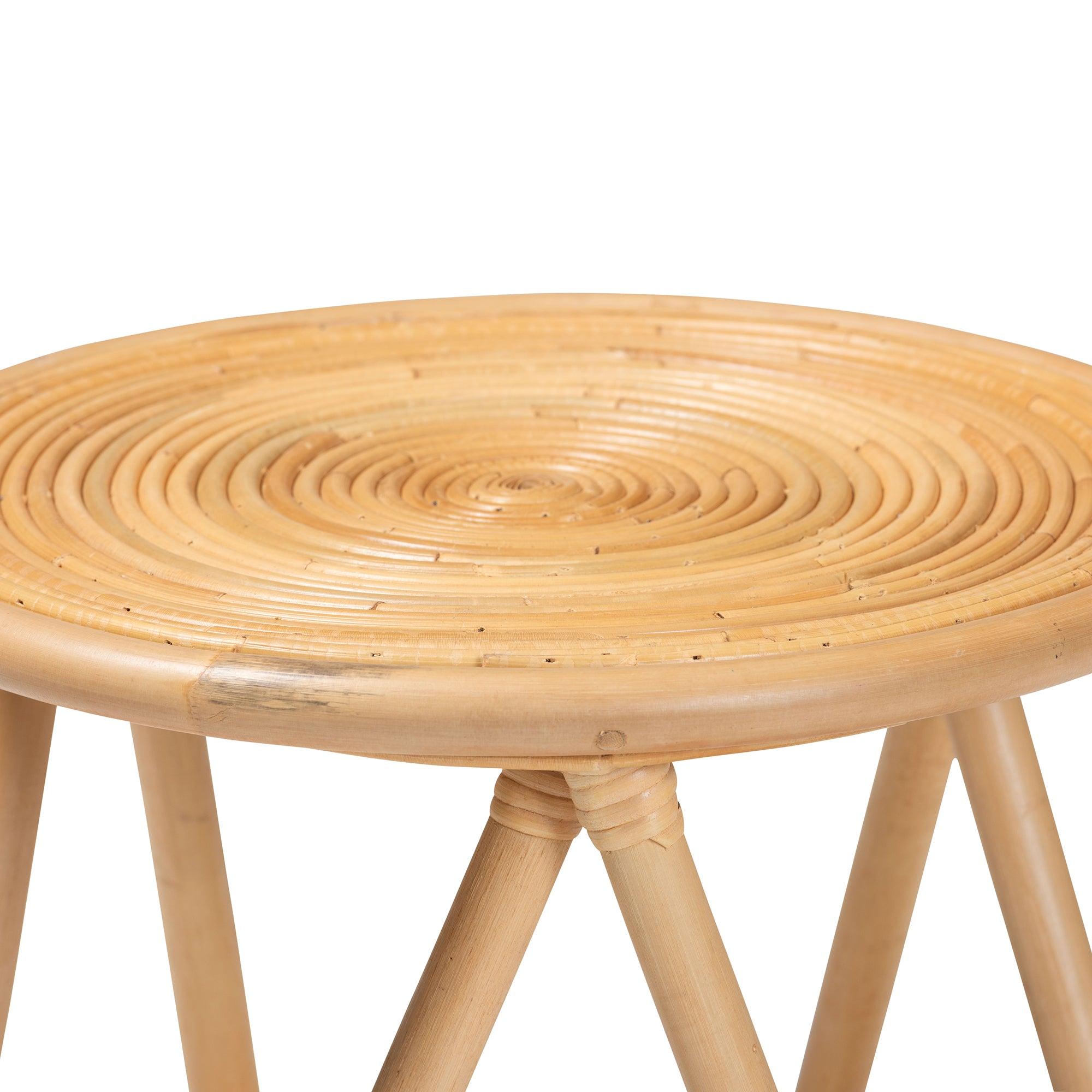 Bali & Pari Rinjani Modern Bohemian Rattan End Table