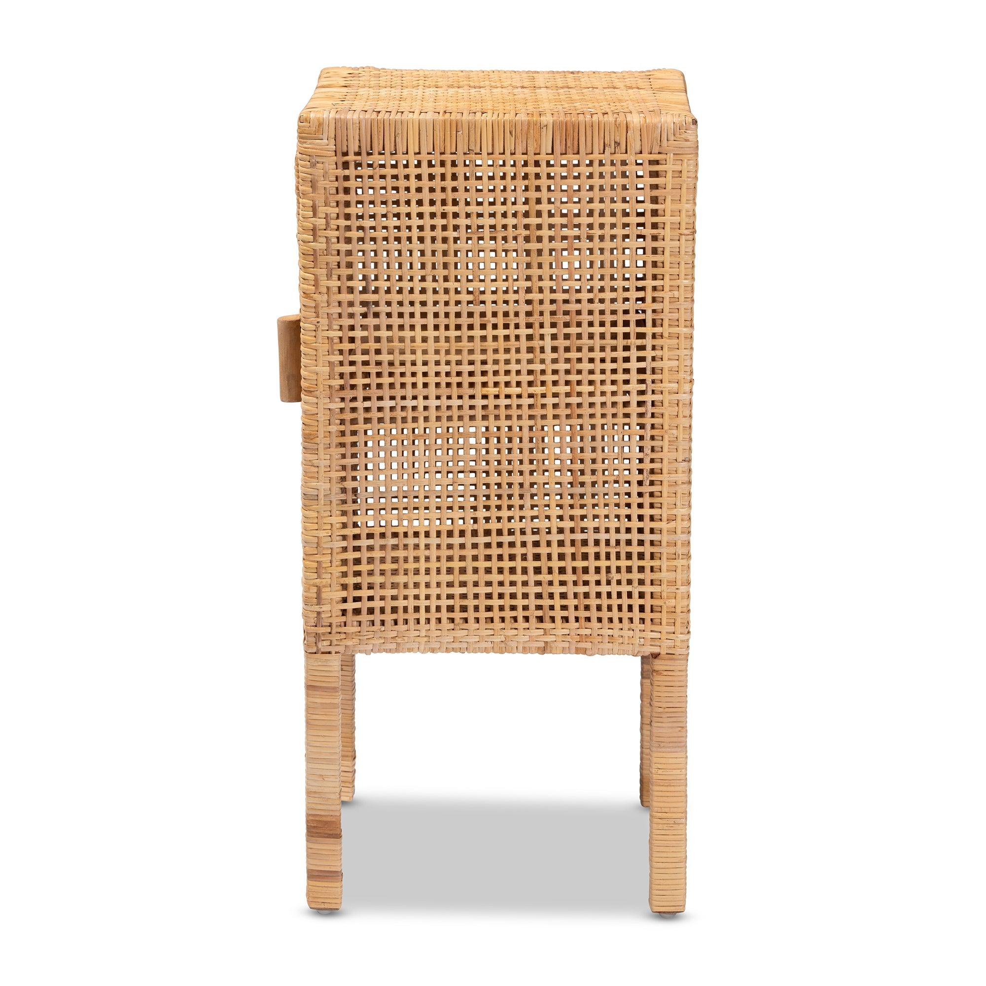 Bali & Pari Vivan Modern Bohemian Rattan 1-Door Nightstand