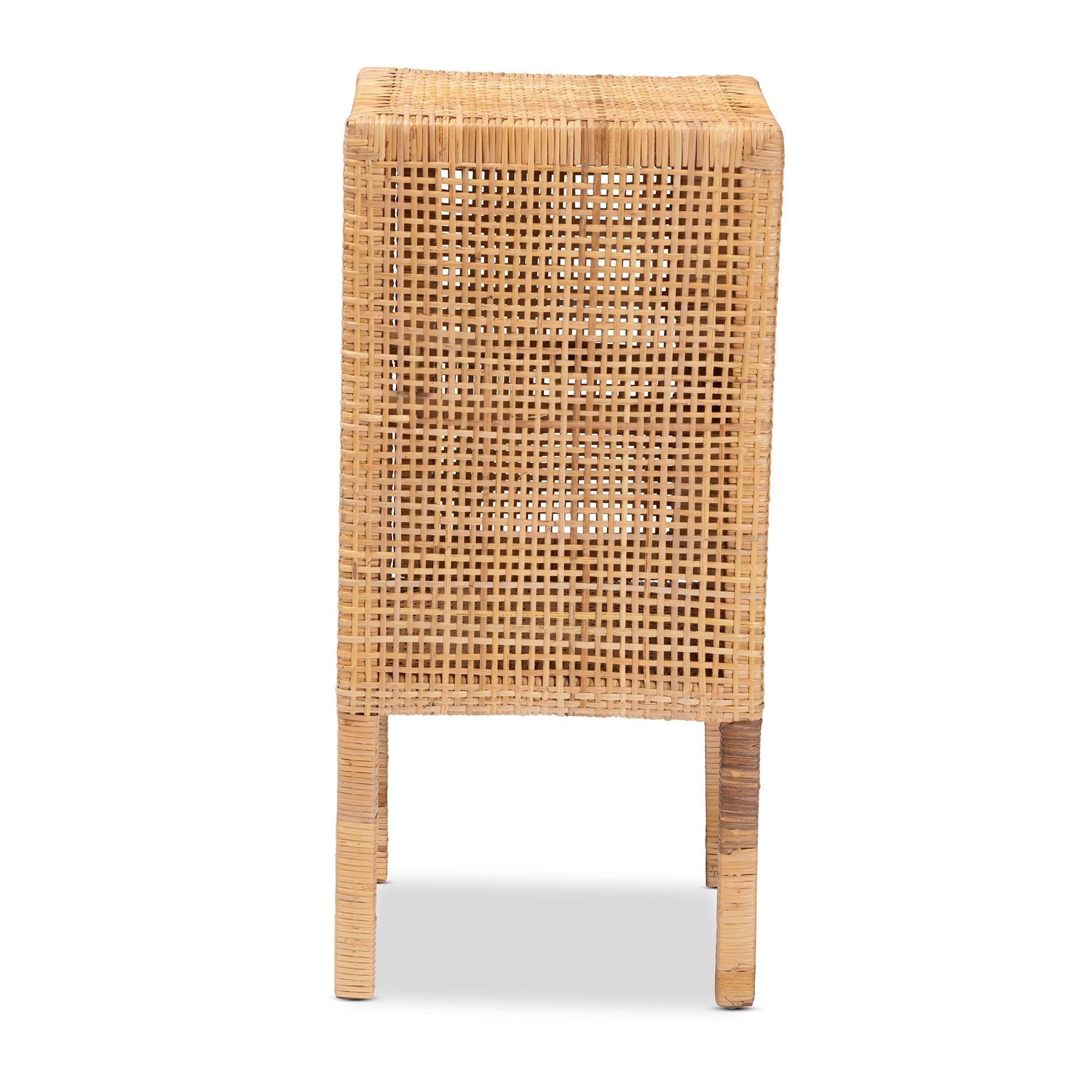 Bali & Pari Vivan Modern Bohemian Rattan 1-Door Nightstand