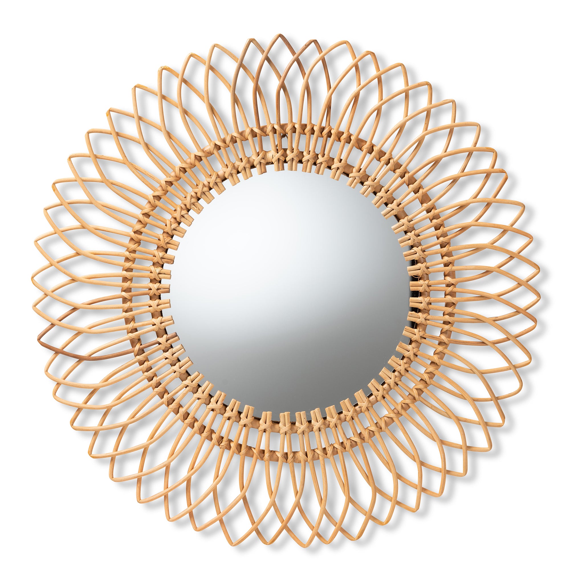 bali & pari Bora Modern Bohemian Rattan Accent Wall Mirror