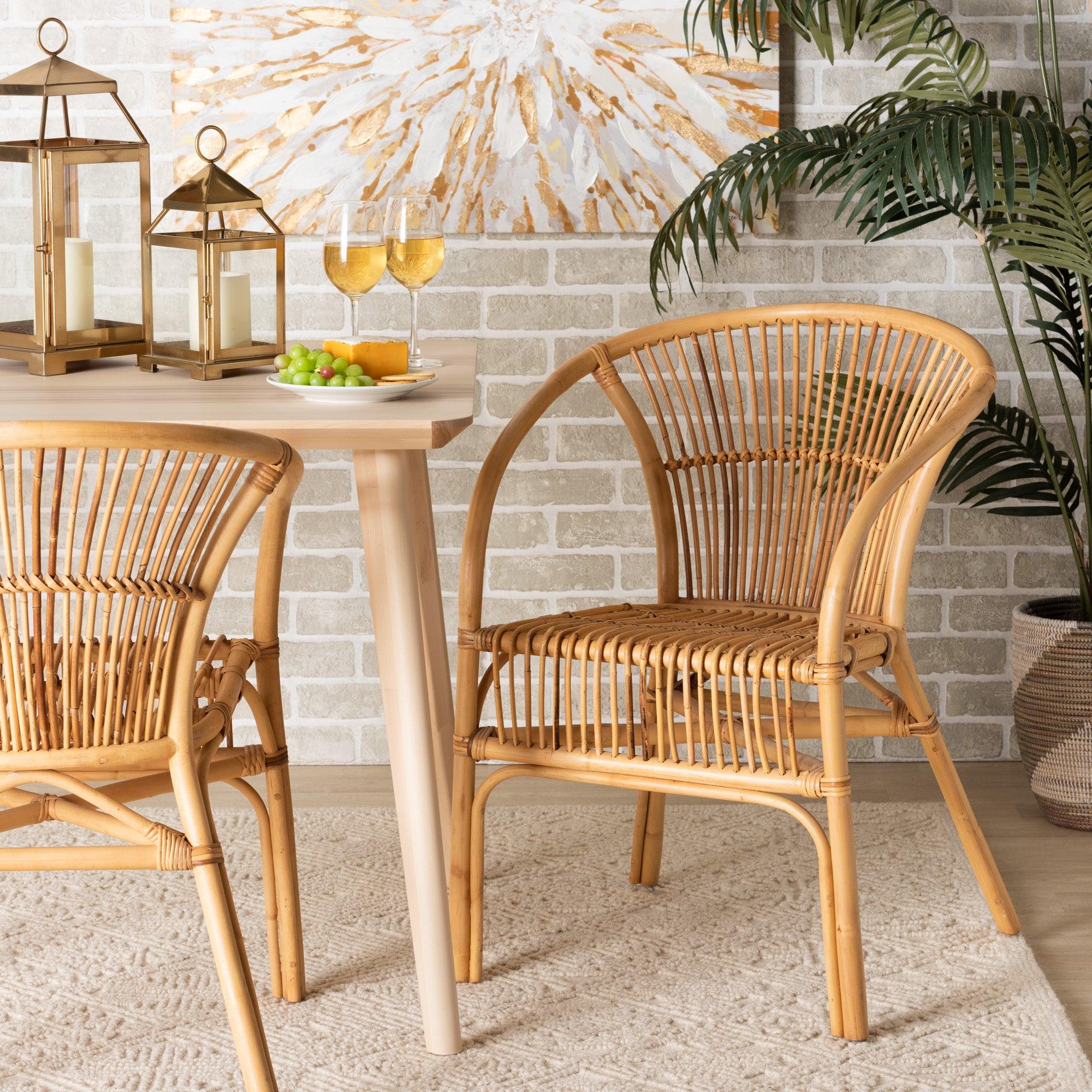 bali & pari Murai Modern Bohemian Rattan Dining Chair