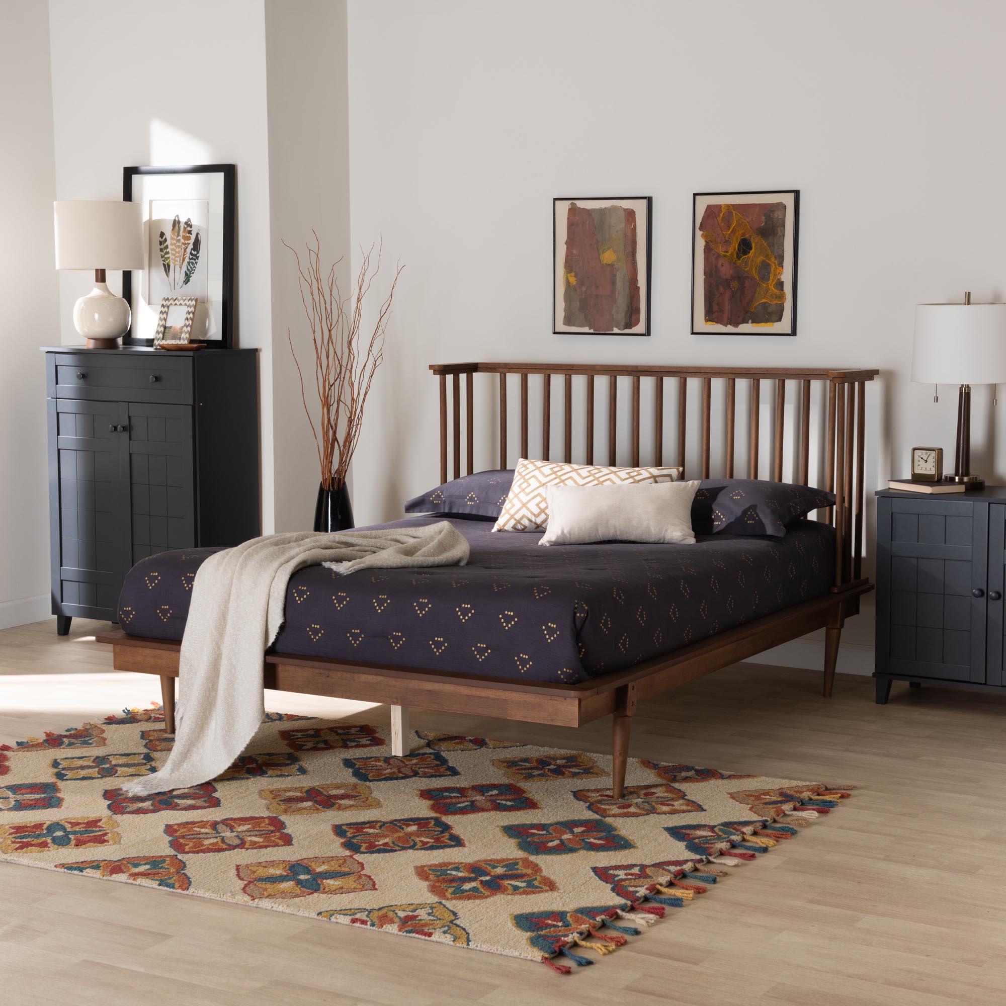 Flint Mid-Century Modern Ash Finished Wood Platform Bed