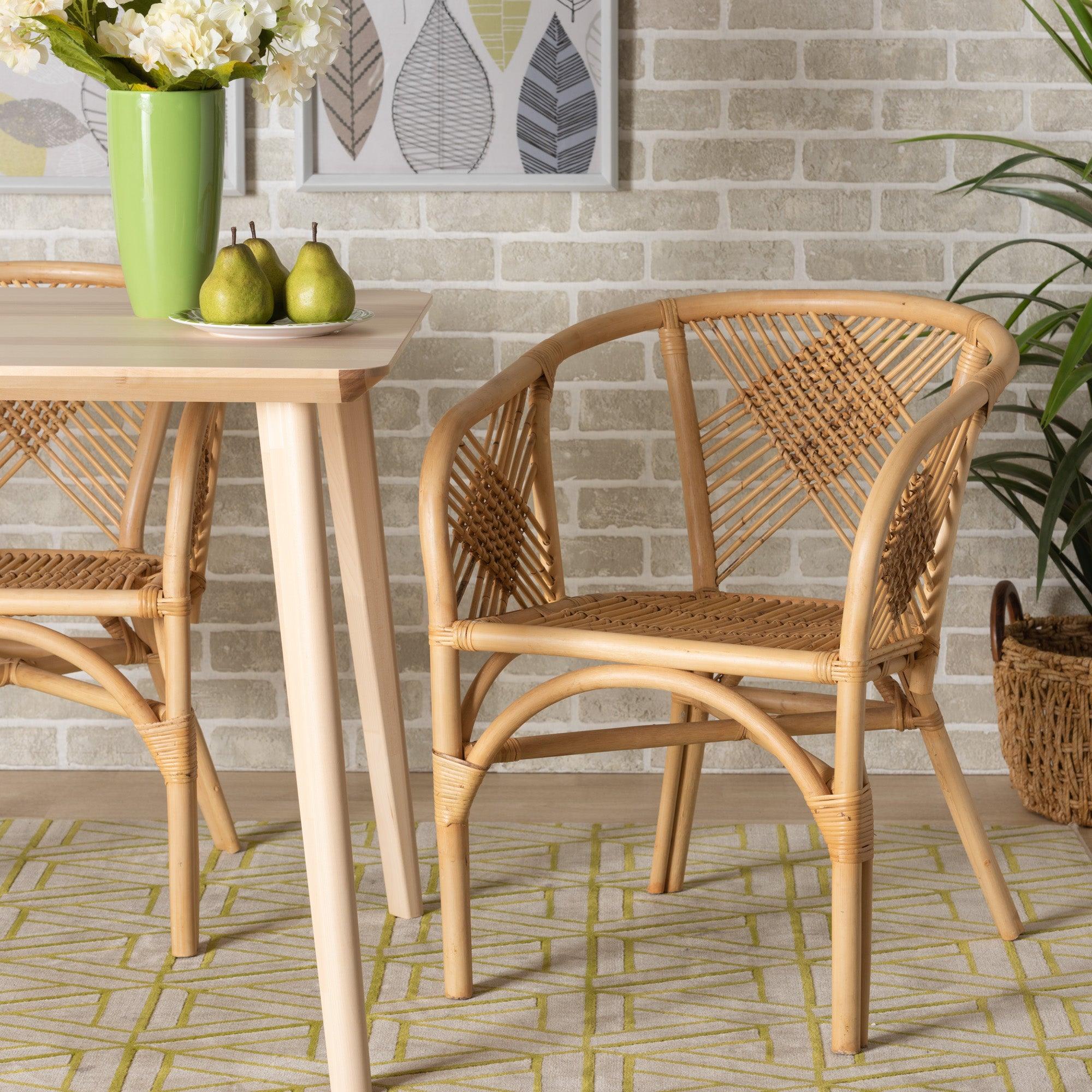 bali & pari Kagama Modern Bohemian Rattan Dining Chair