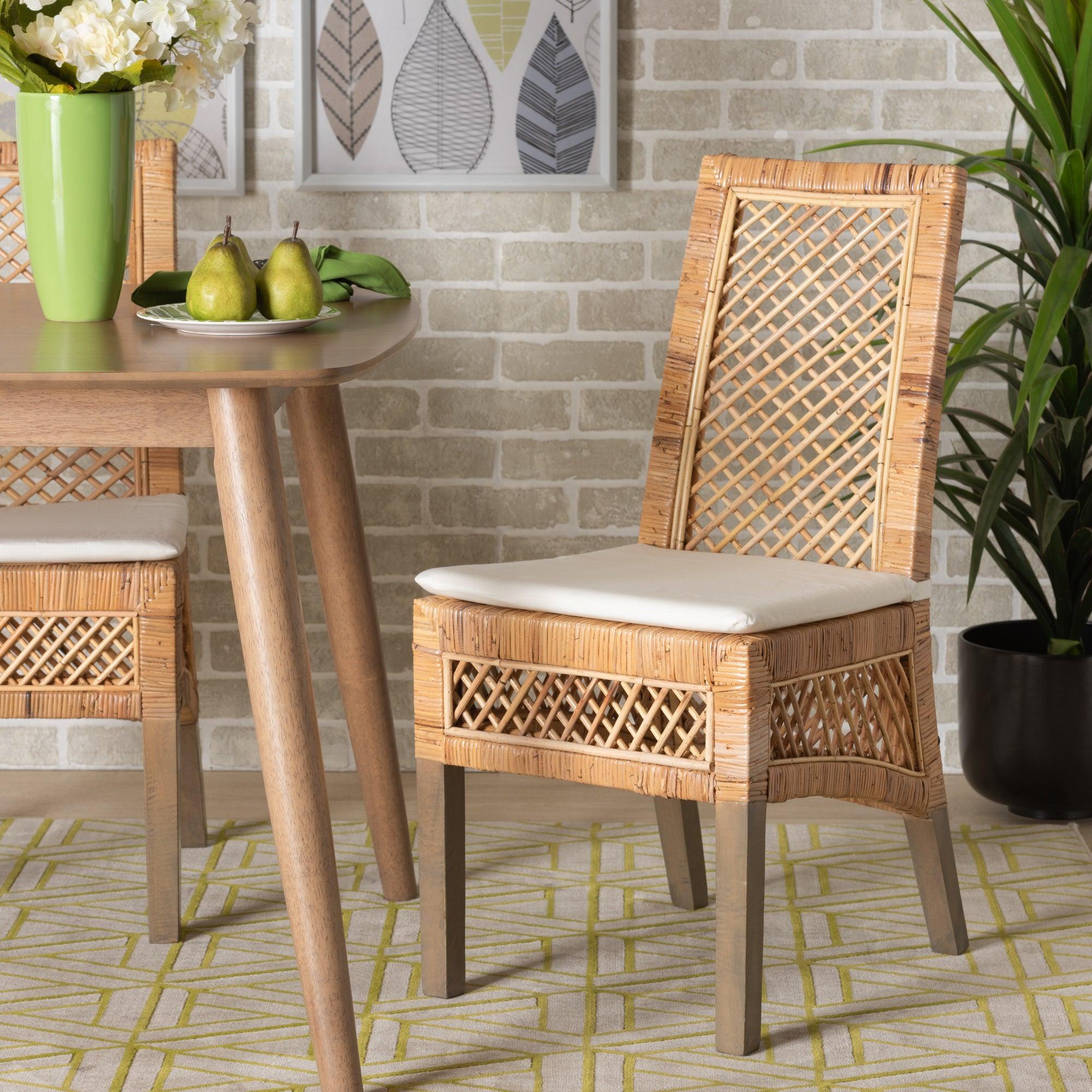 bali & pari Argos Modern Bohemian Rattan 2-Piece Dining Chair Set