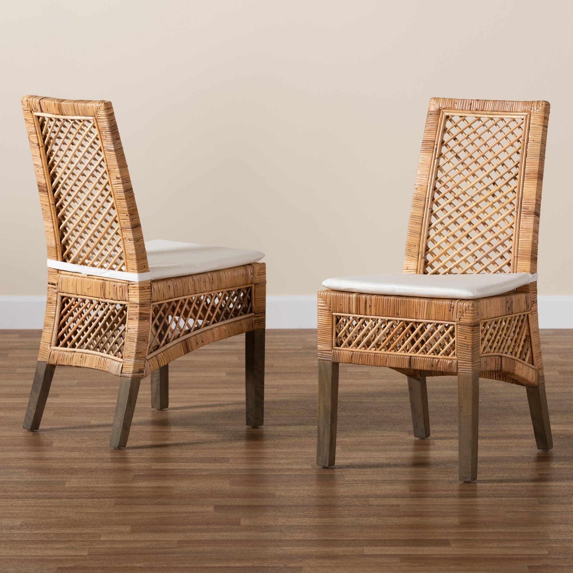 bali & pari Argos Modern Bohemian Rattan 2-Piece Dining Chair Set