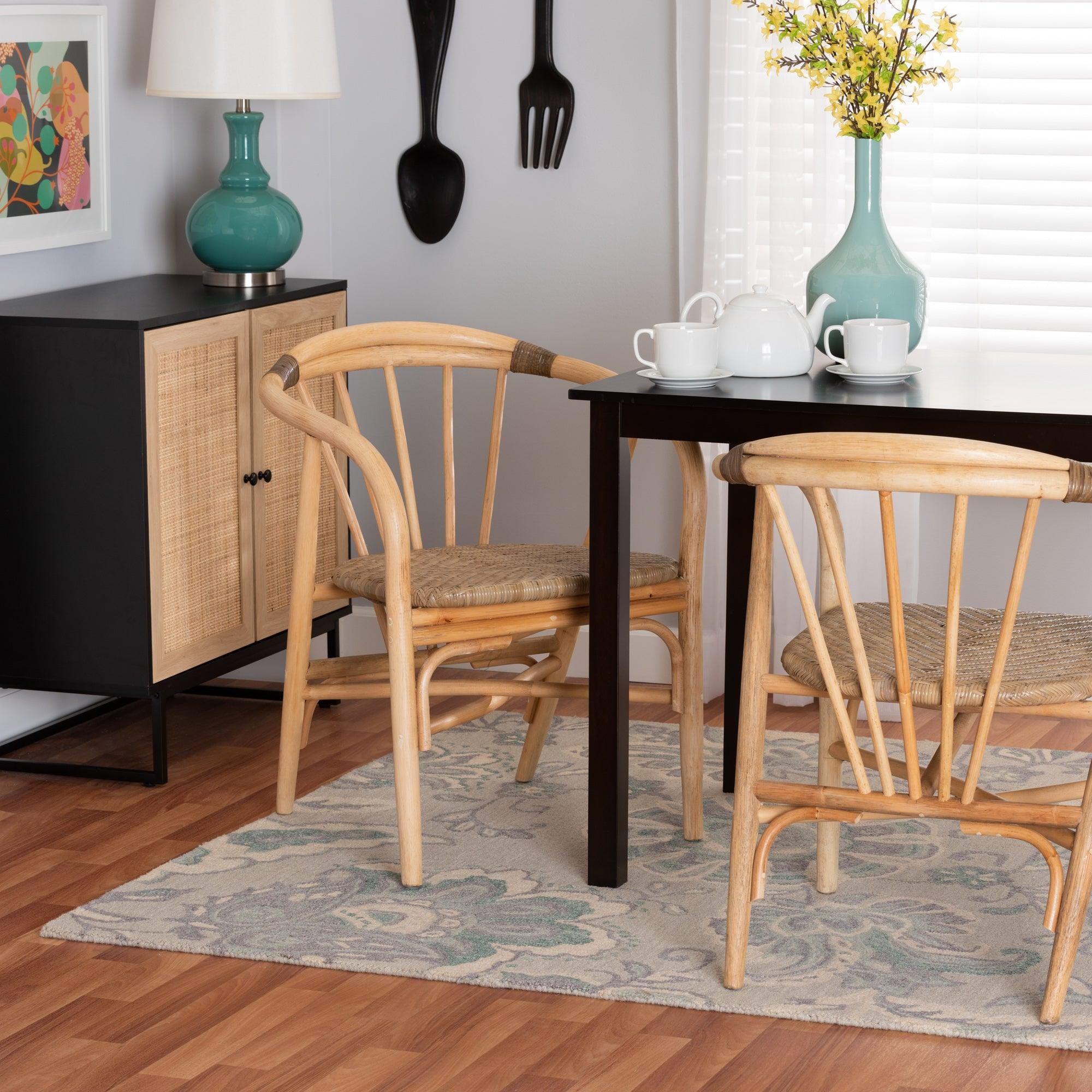 bali & pari Kyoto Modern Bohemian Rattan Dining Chair