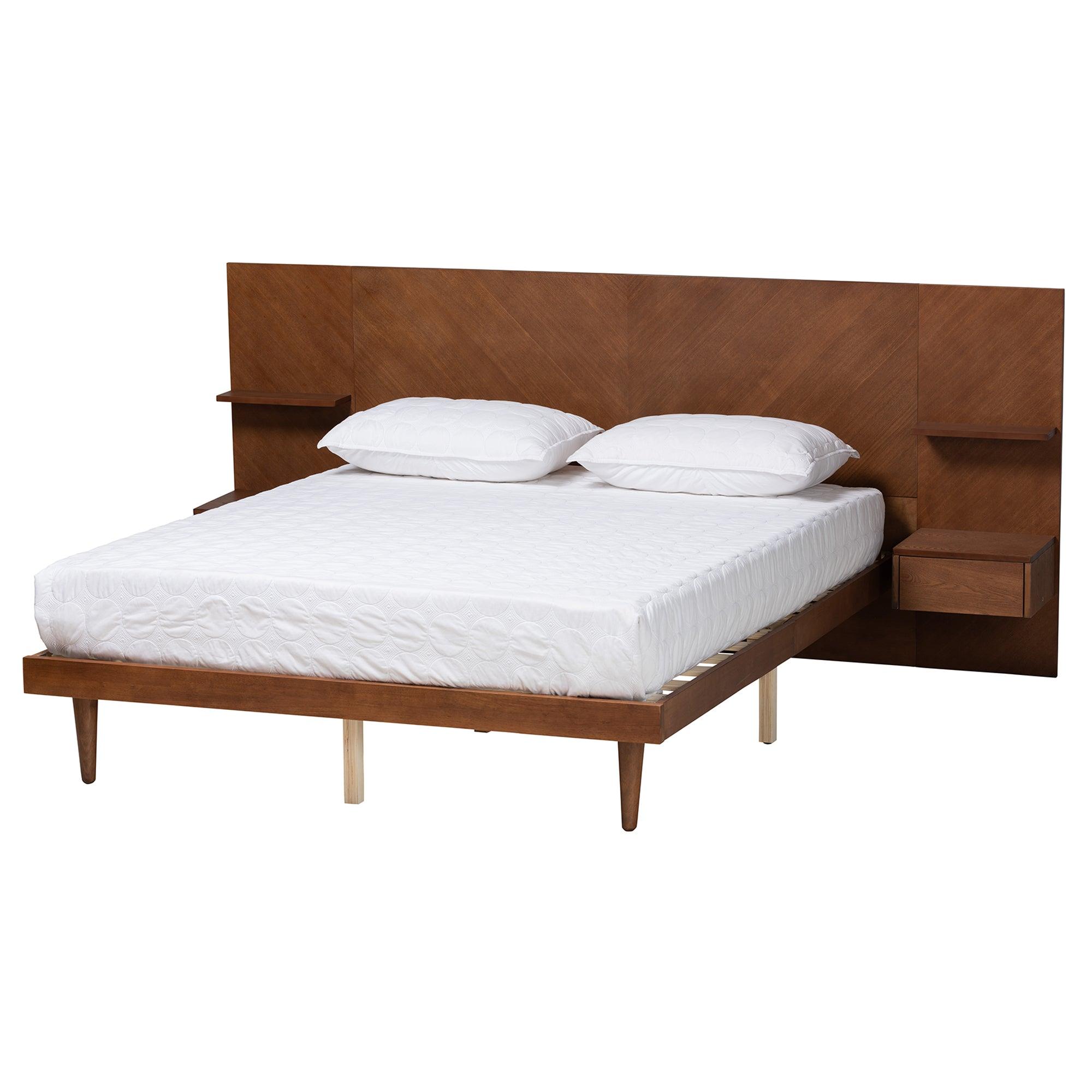 Graham Mid-Century Modern Transitional Ash Finished Wood Platform Storage Bed