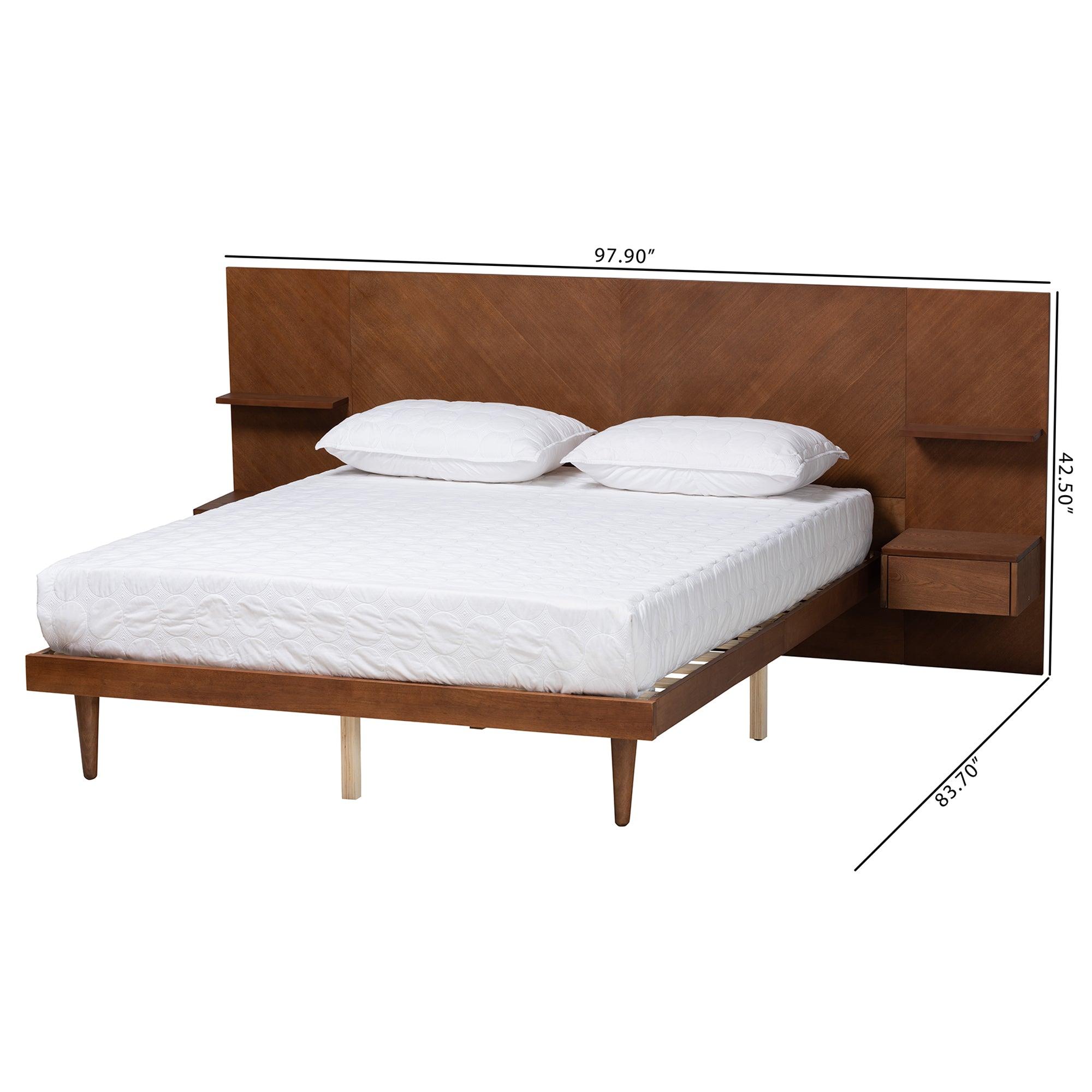 Graham Mid-Century Modern Transitional Ash Finished Wood Platform Storage Bed