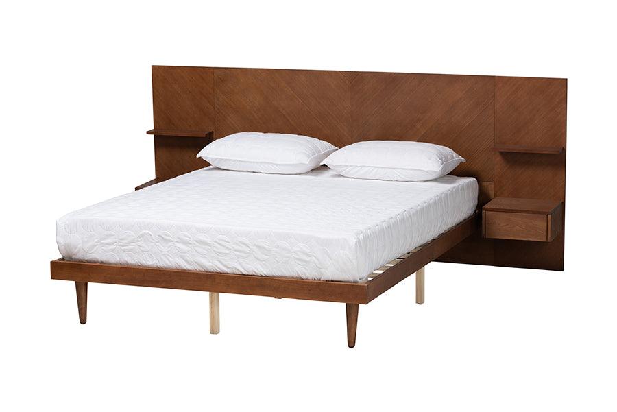 Graham Mid-Century Modern Transitional Ash Finished Wood Platform Storage Bed