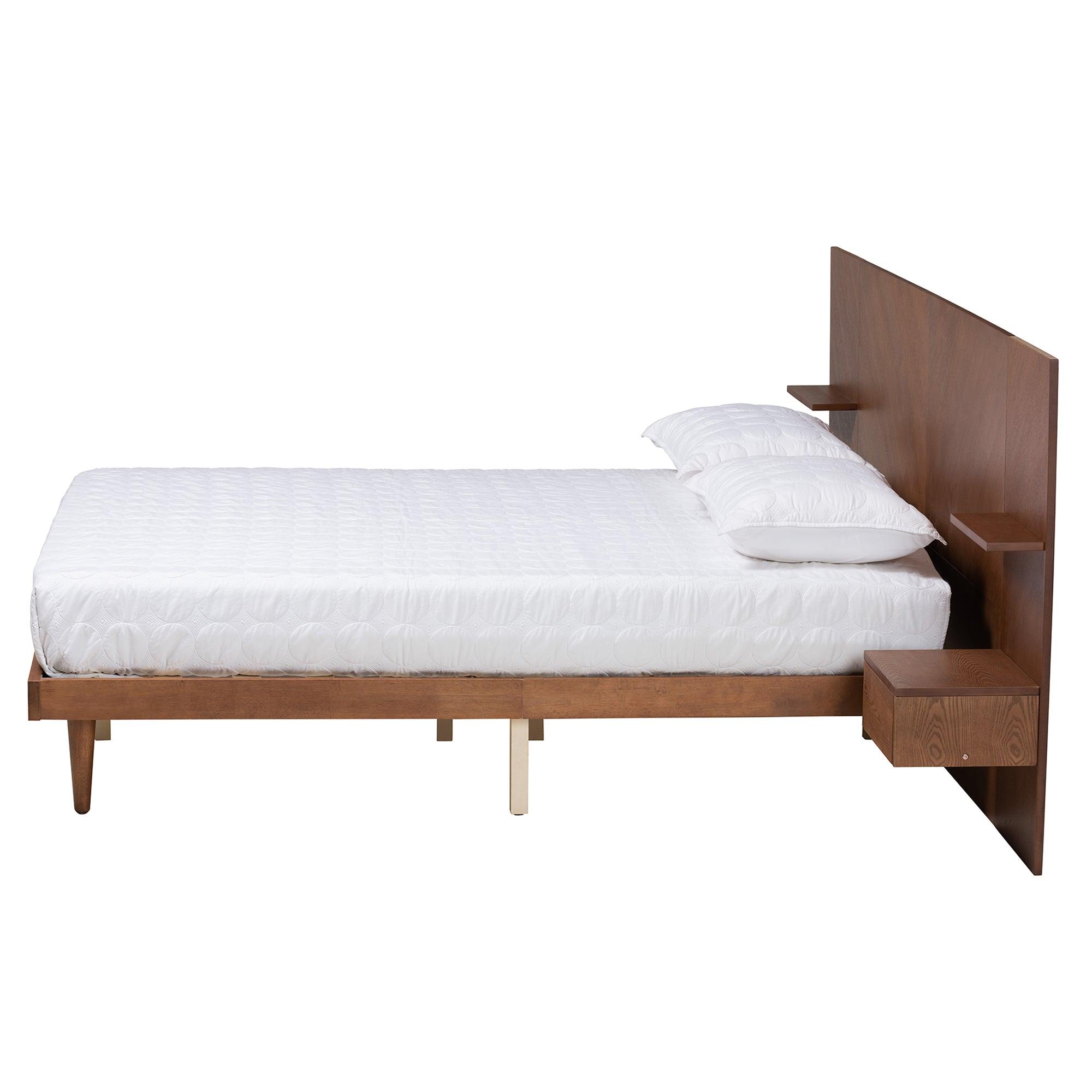 Graham Mid-Century Modern Transitional Ash Finished Wood Platform Storage Bed