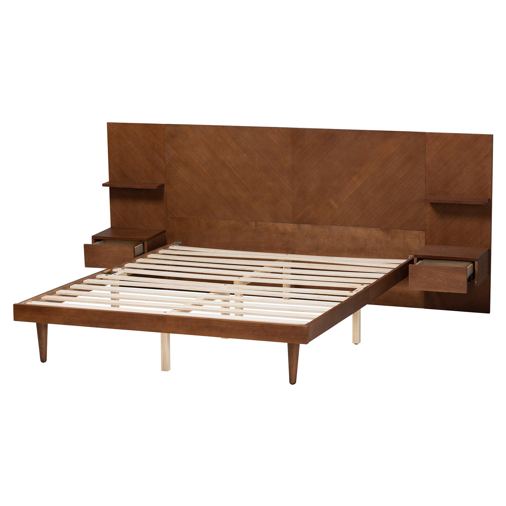 Graham Mid-Century Modern Transitional Ash Finished Wood Platform Storage Bed