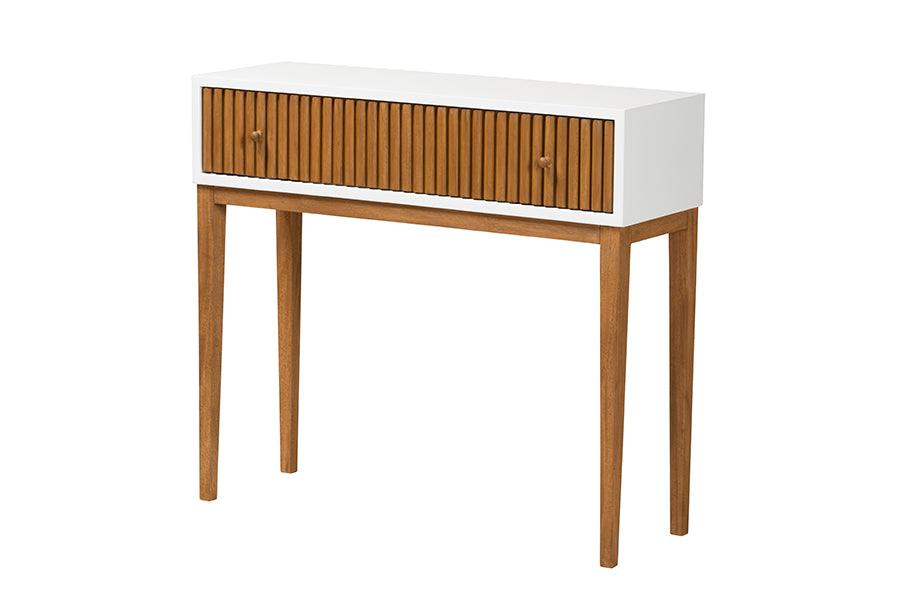 Bali & Pari Odile Mid-Century Modern Two-Tone and Bayur Wood 1-Drawer Console Table