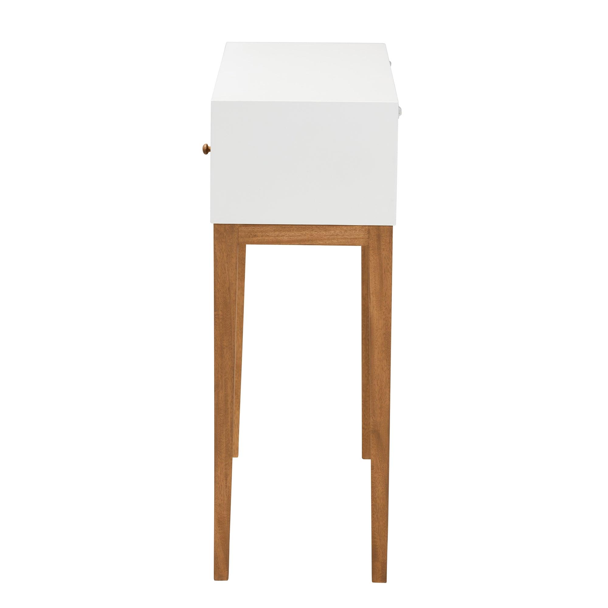 Bali & Pari Odile Mid-Century Modern Two-Tone and Bayur Wood 1-Drawer Console Table