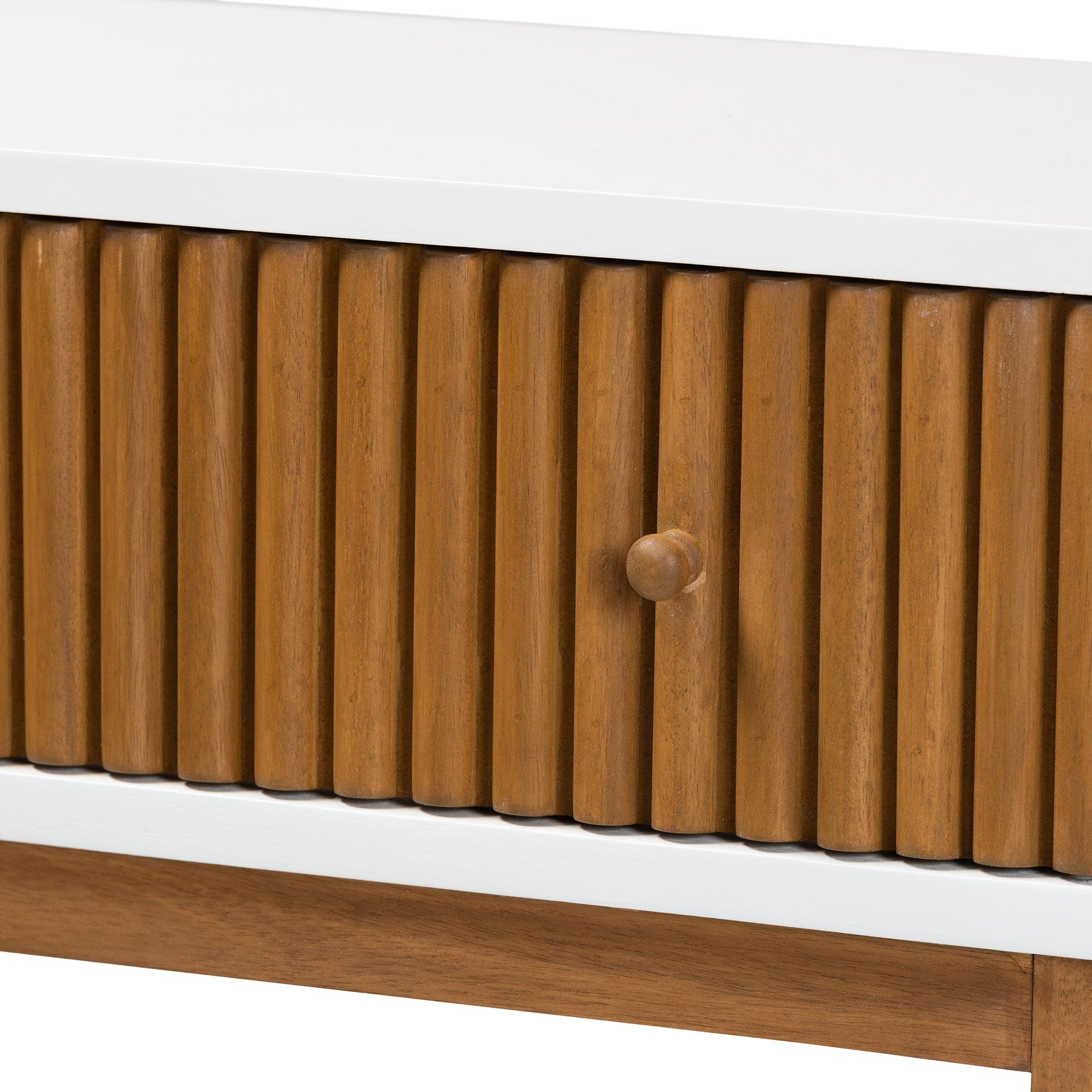 Bali & Pari Odile Mid-Century Modern Two-Tone and Bayur Wood 1-Drawer Console Table