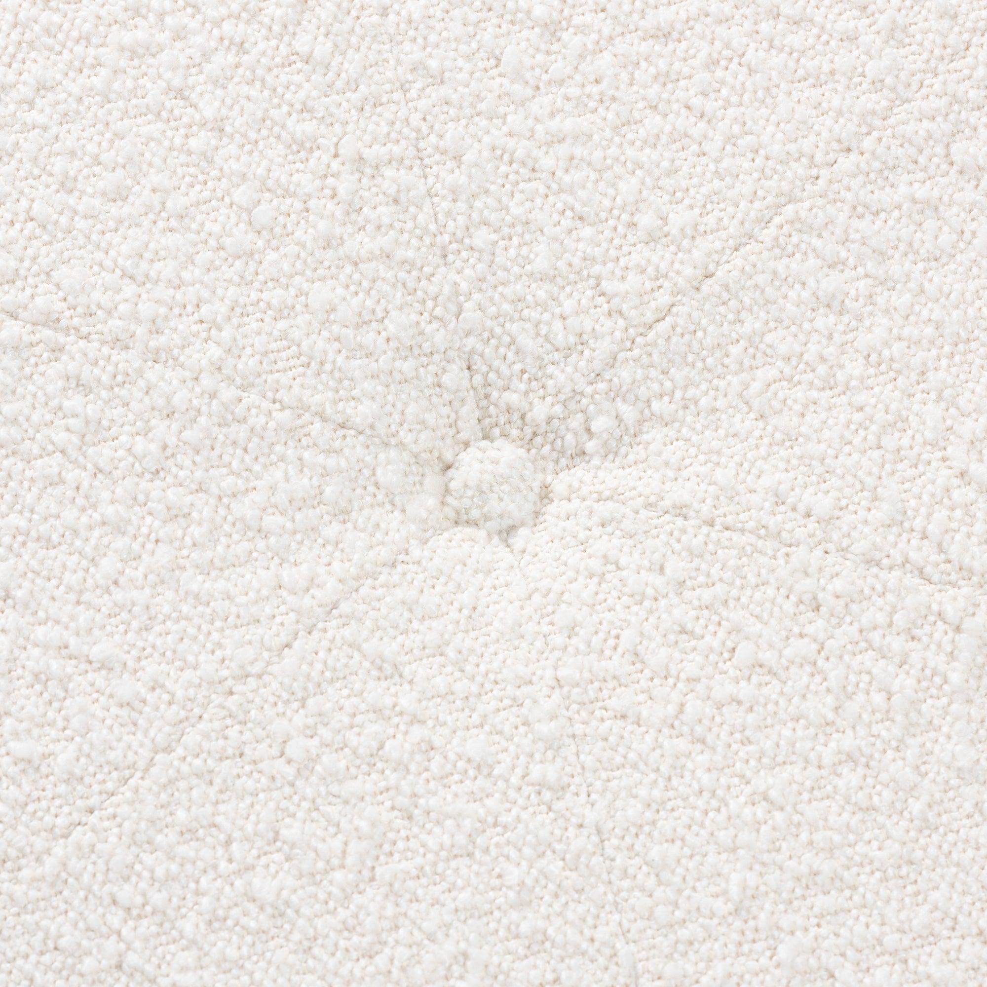 Theo Japandi Cream Boucle Fabric and Finished Rubberwood Ottoman