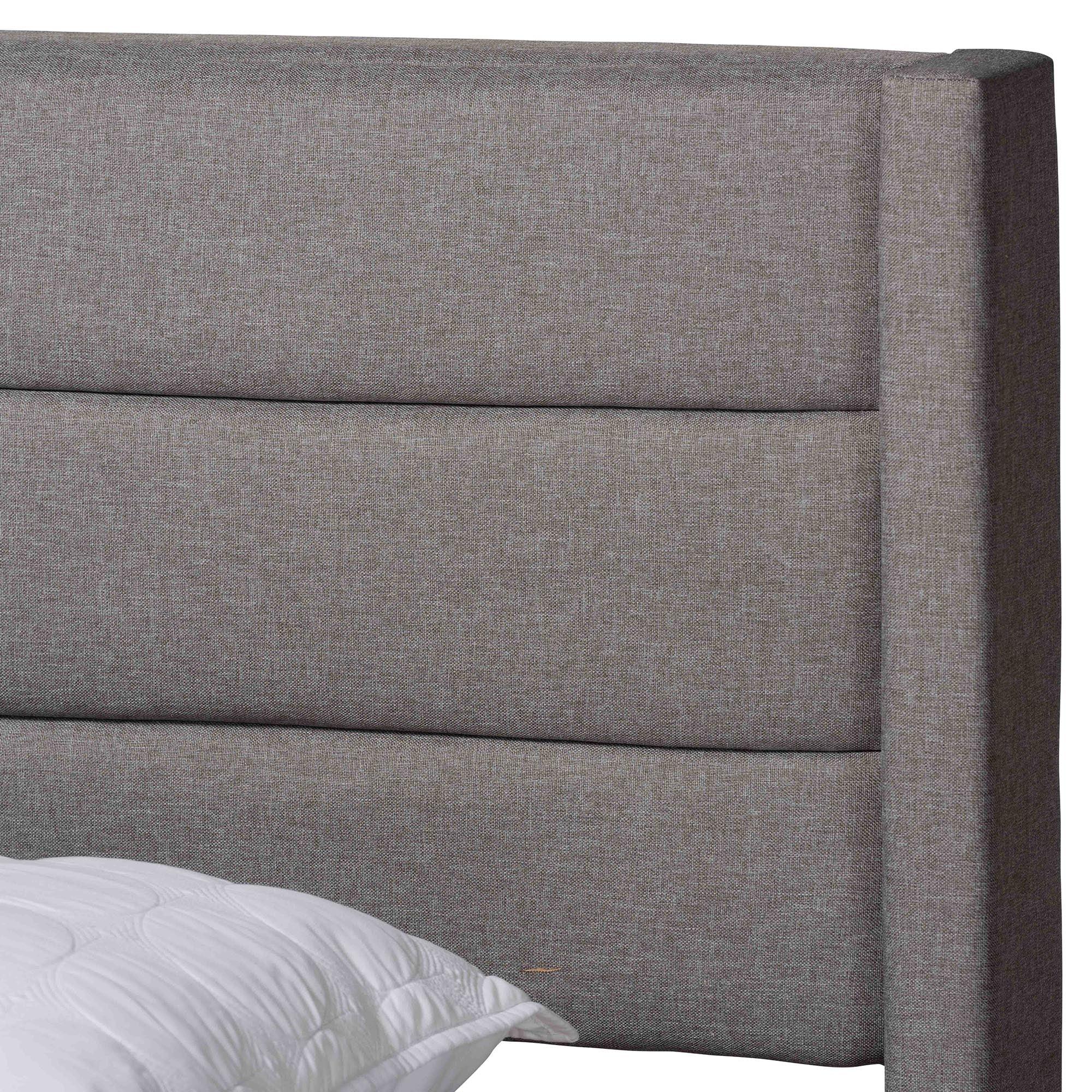 Braylon Mid-Century Modern Transitional Light Fabric and Finished Wood 3-Drawer Storage Platform Bed