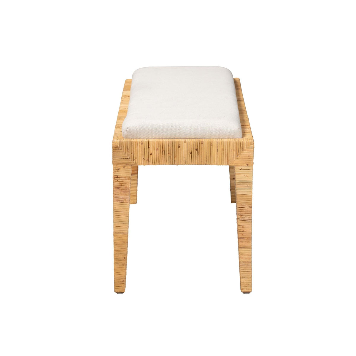 Bali & Pari Sofia Modern Bohemian Rattan and Mahogany Wood Bench