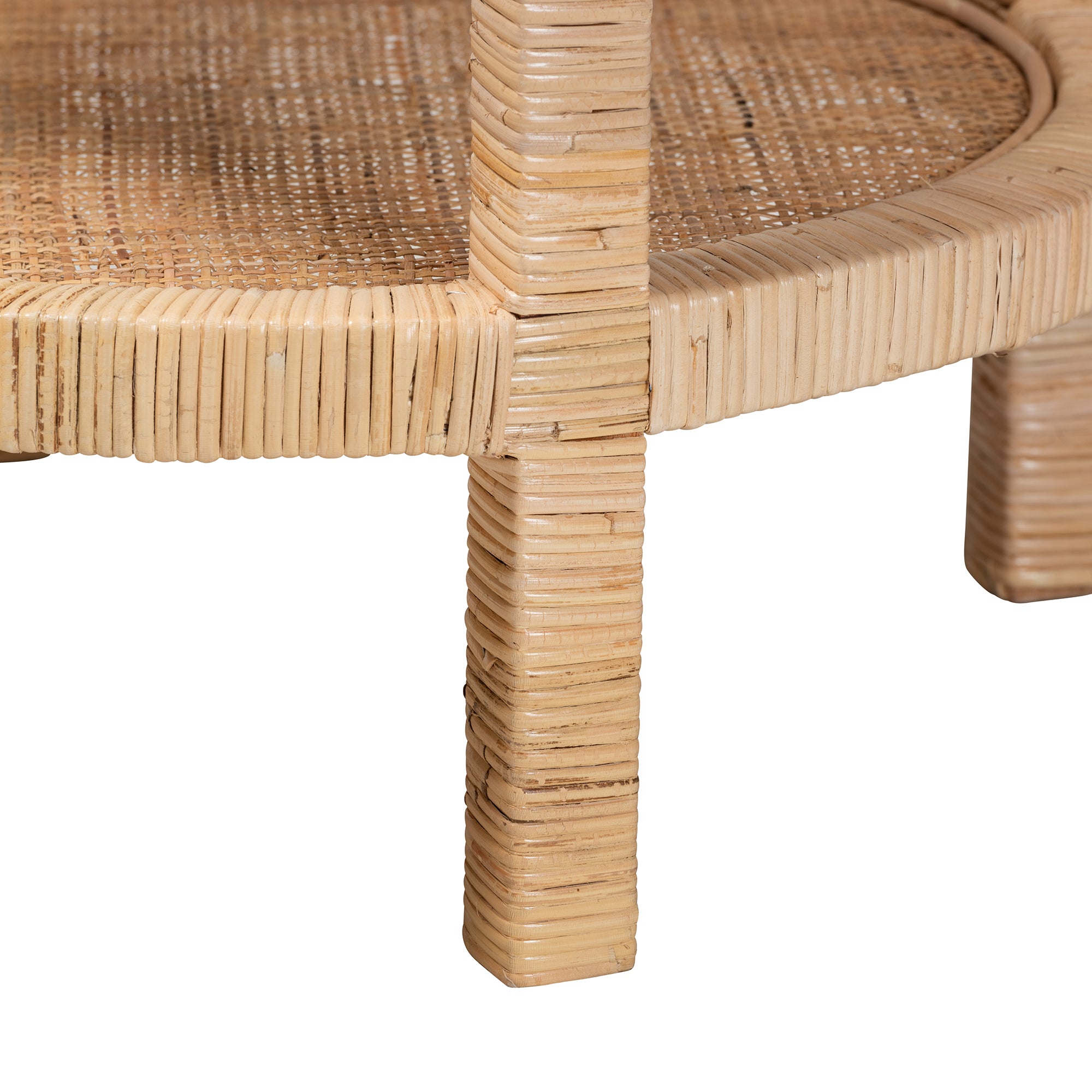 Bali & Pari Bella Modern Bohemian Mahogany Wood and Rattan 2-Tier End Table