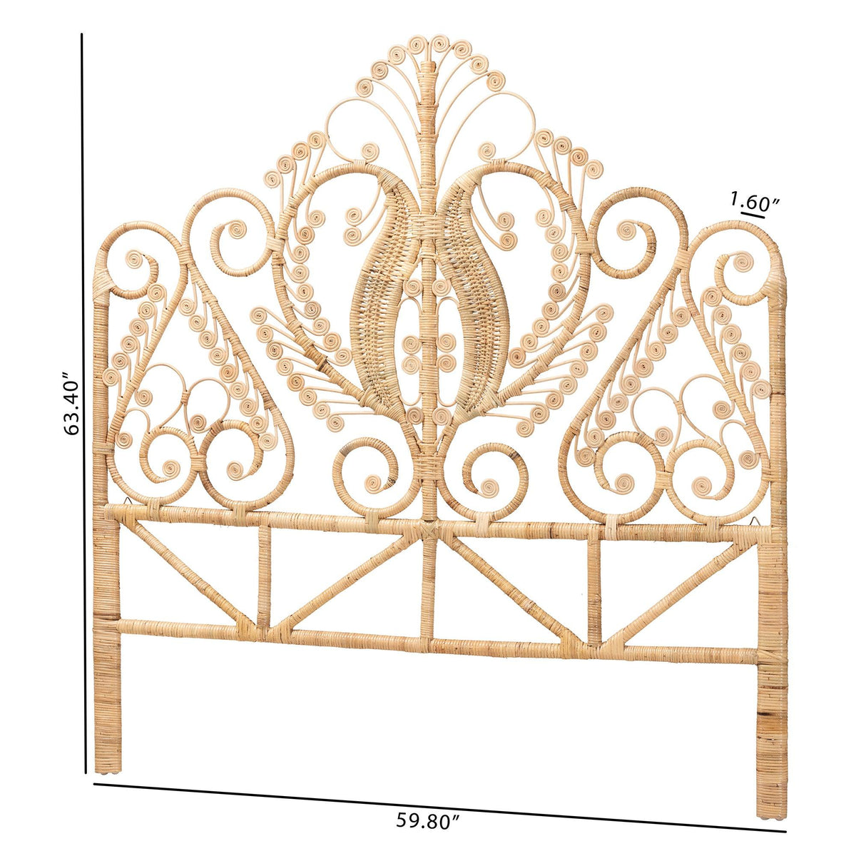 Bali & Pari Caelinus Modern Bohemian Rattan Standalone Headboard