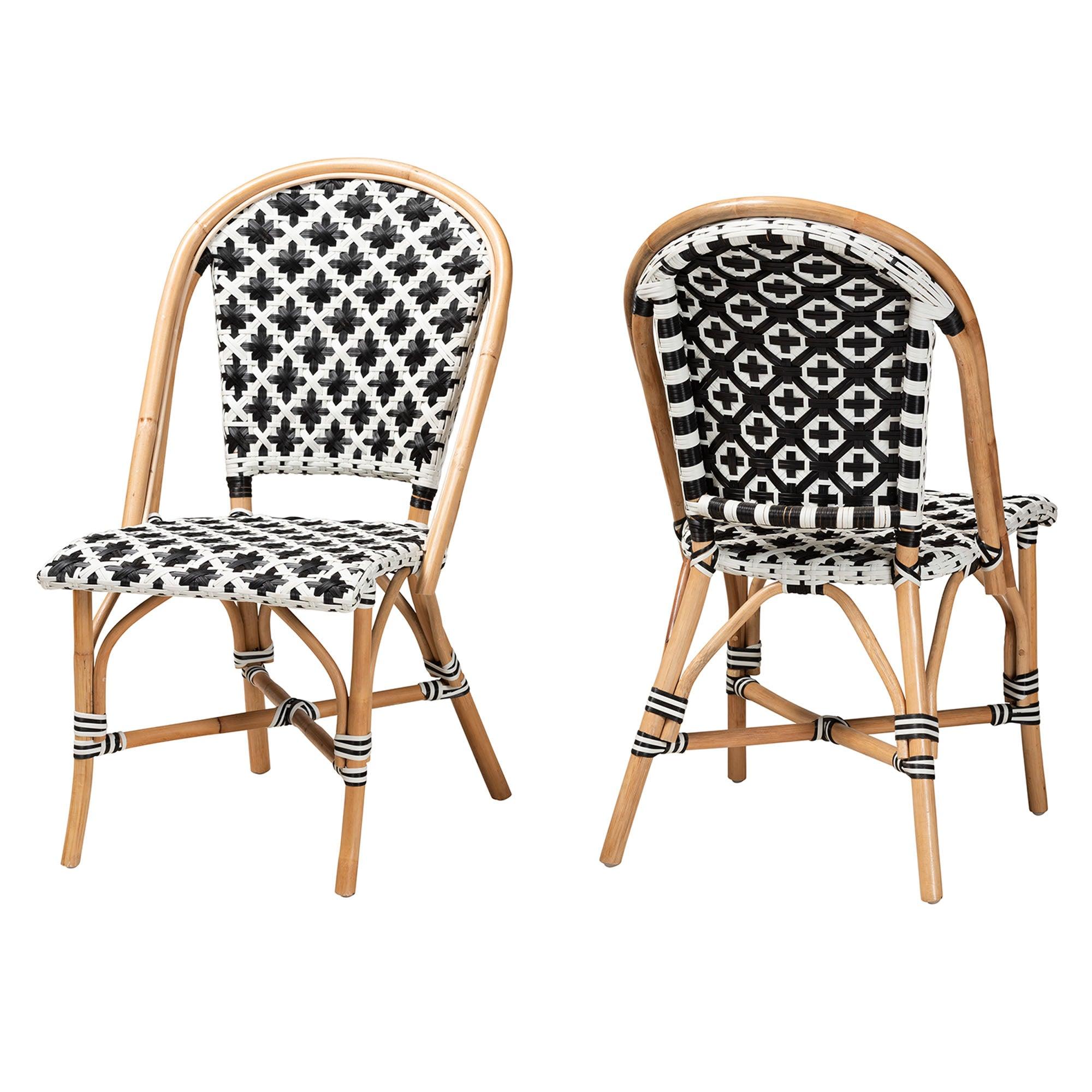 Bali & Pari Ambre Modern French and Weaving Rattan 2-Piece Bistro Chair Set