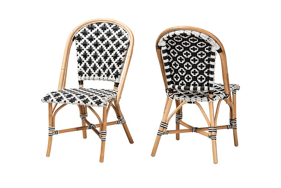 Bali & Pari Ambre Modern French and Weaving Rattan 2-Piece Bistro Chair Set
