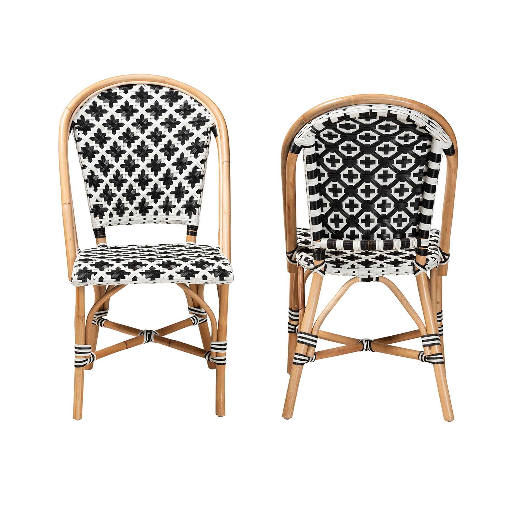 Bali & Pari Ambre Modern French and Weaving Rattan 2-Piece Bistro Chair Set