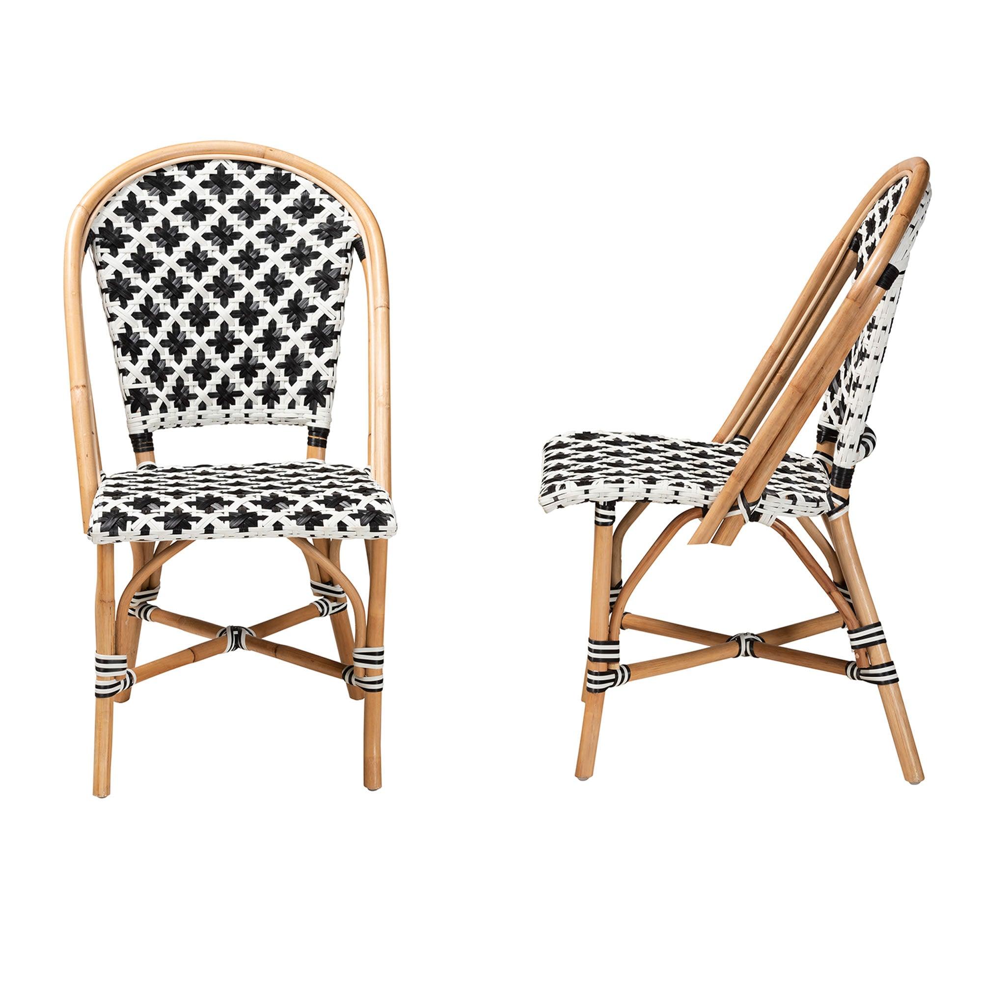 Bali & Pari Ambre Modern French and Weaving Rattan 2-Piece Bistro Chair Set