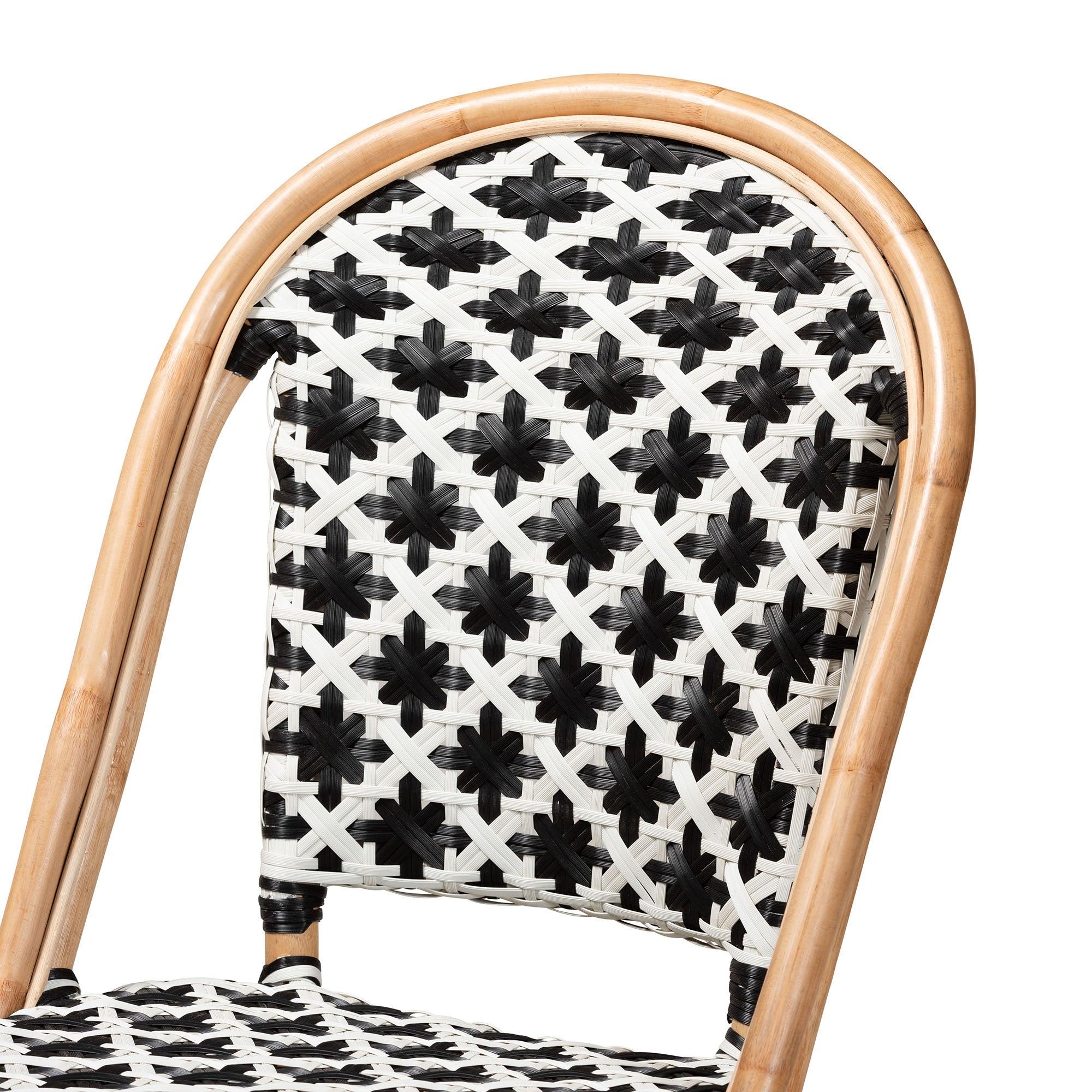 Bali & Pari Ambre Modern French and Weaving Rattan 2-Piece Bistro Chair Set