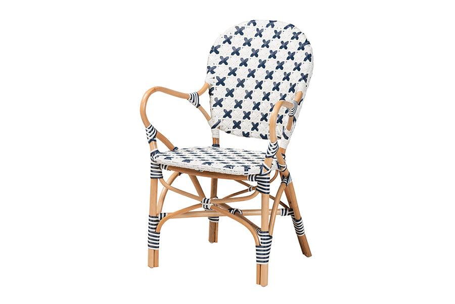 Bali & Pari Bryson Modern French and Weaving and Rattan Bistro Chair