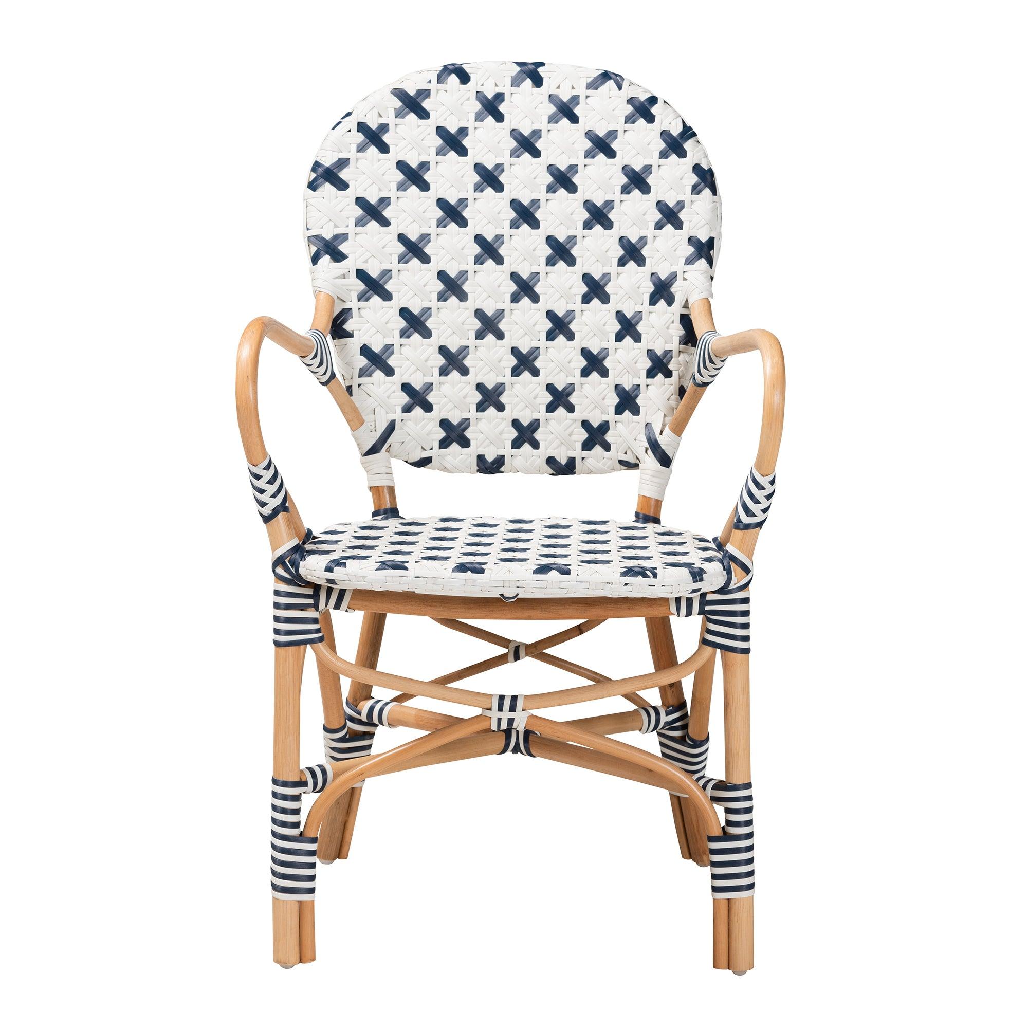Bali & Pari Bryson Modern French and Weaving and Rattan Bistro Chair