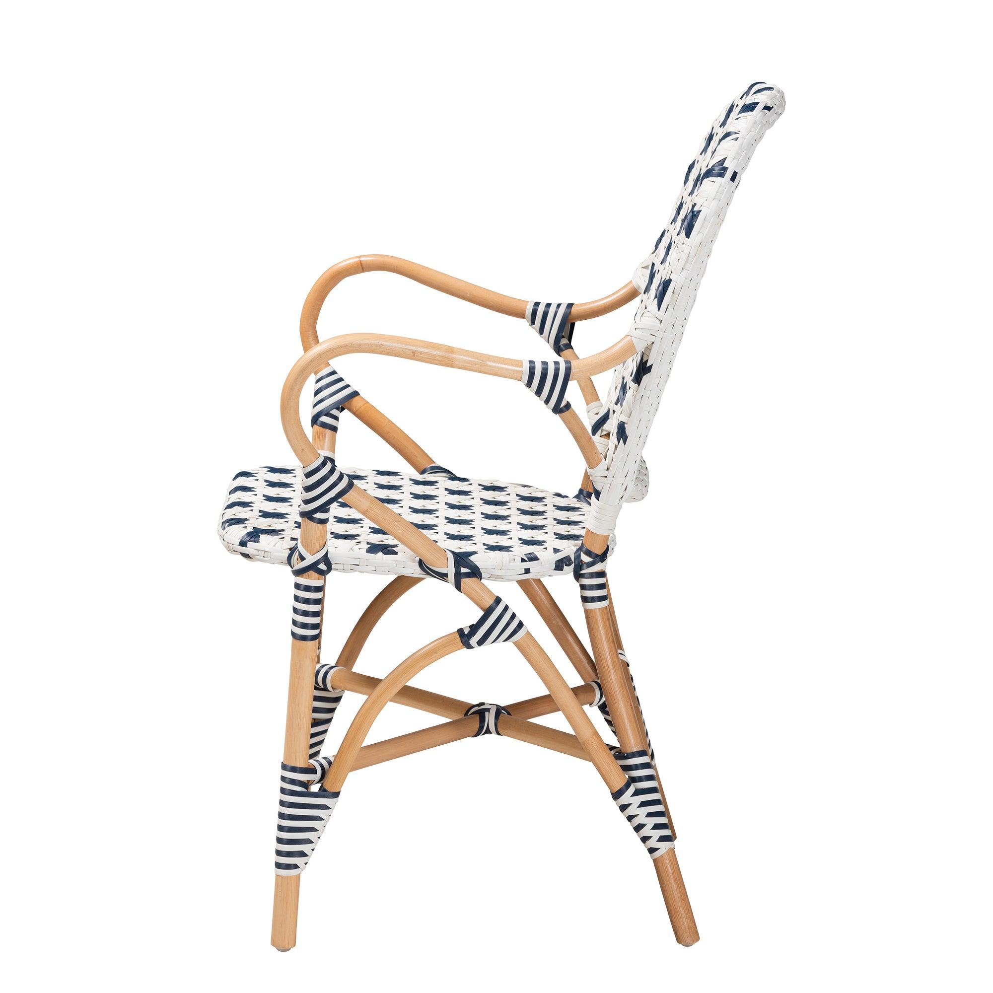 Bali & Pari Bryson Modern French and Weaving and Rattan Bistro Chair