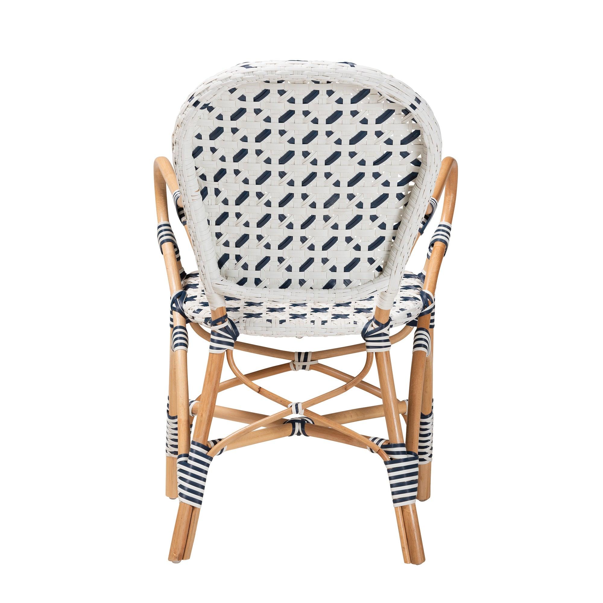 Bali & Pari Bryson Modern French and Weaving and Rattan Bistro Chair