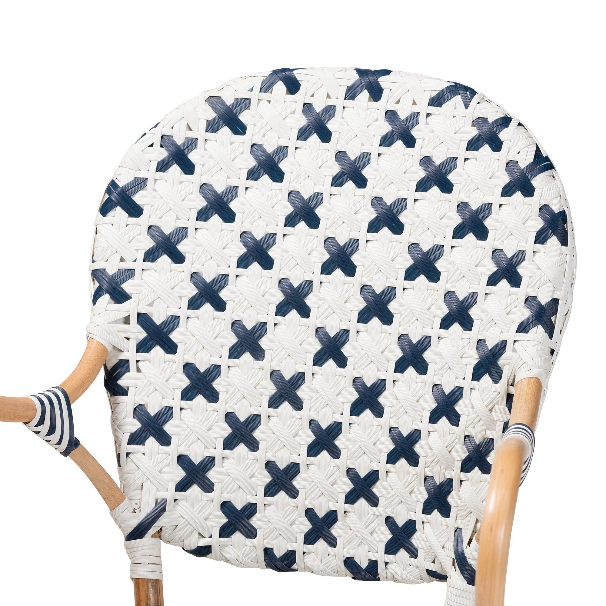 Bali & Pari Bryson Modern French and Weaving and Rattan Bistro Chair