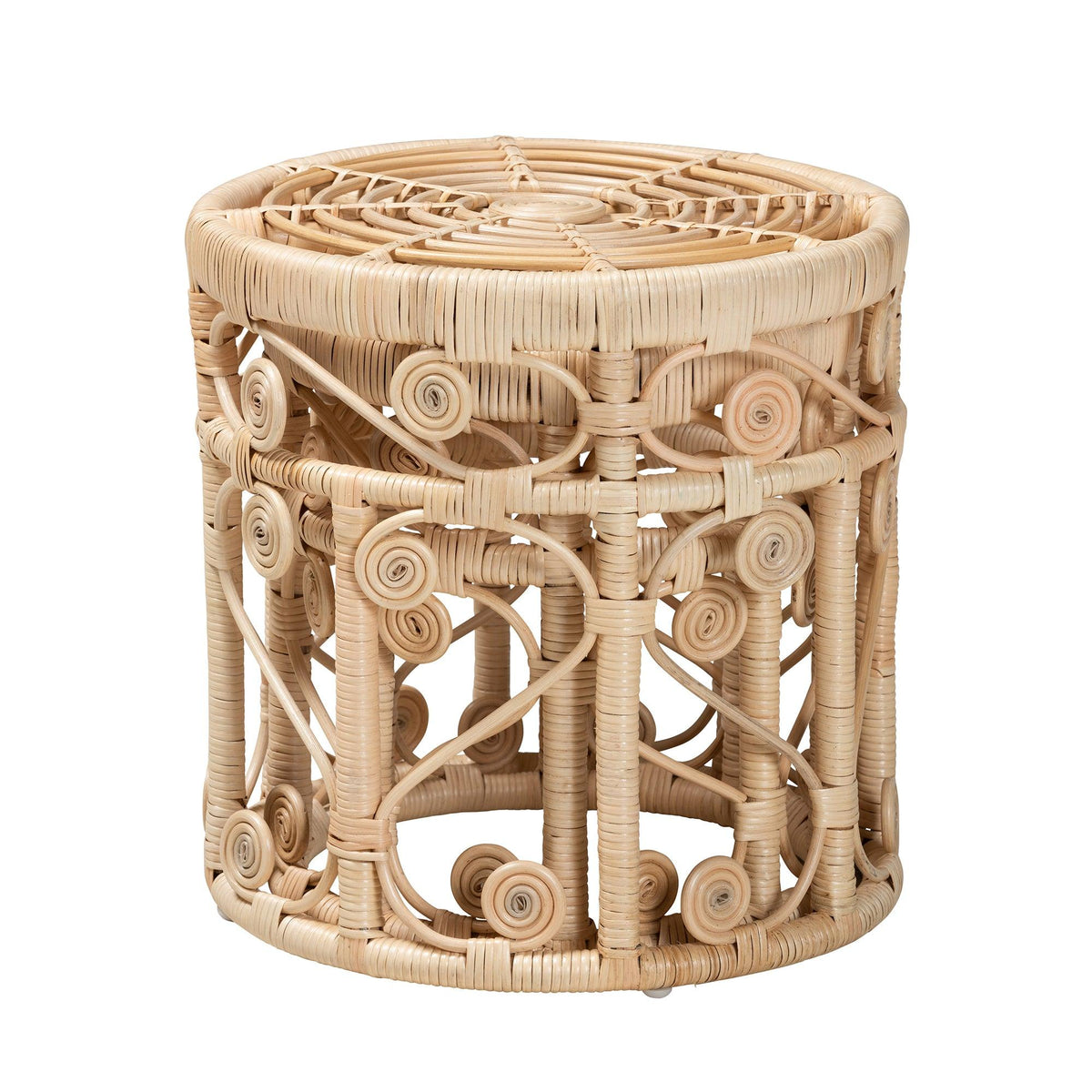 Bali & Pari Bowie Modern Bohemian Rattan 2-Piece Nesting End Table Set