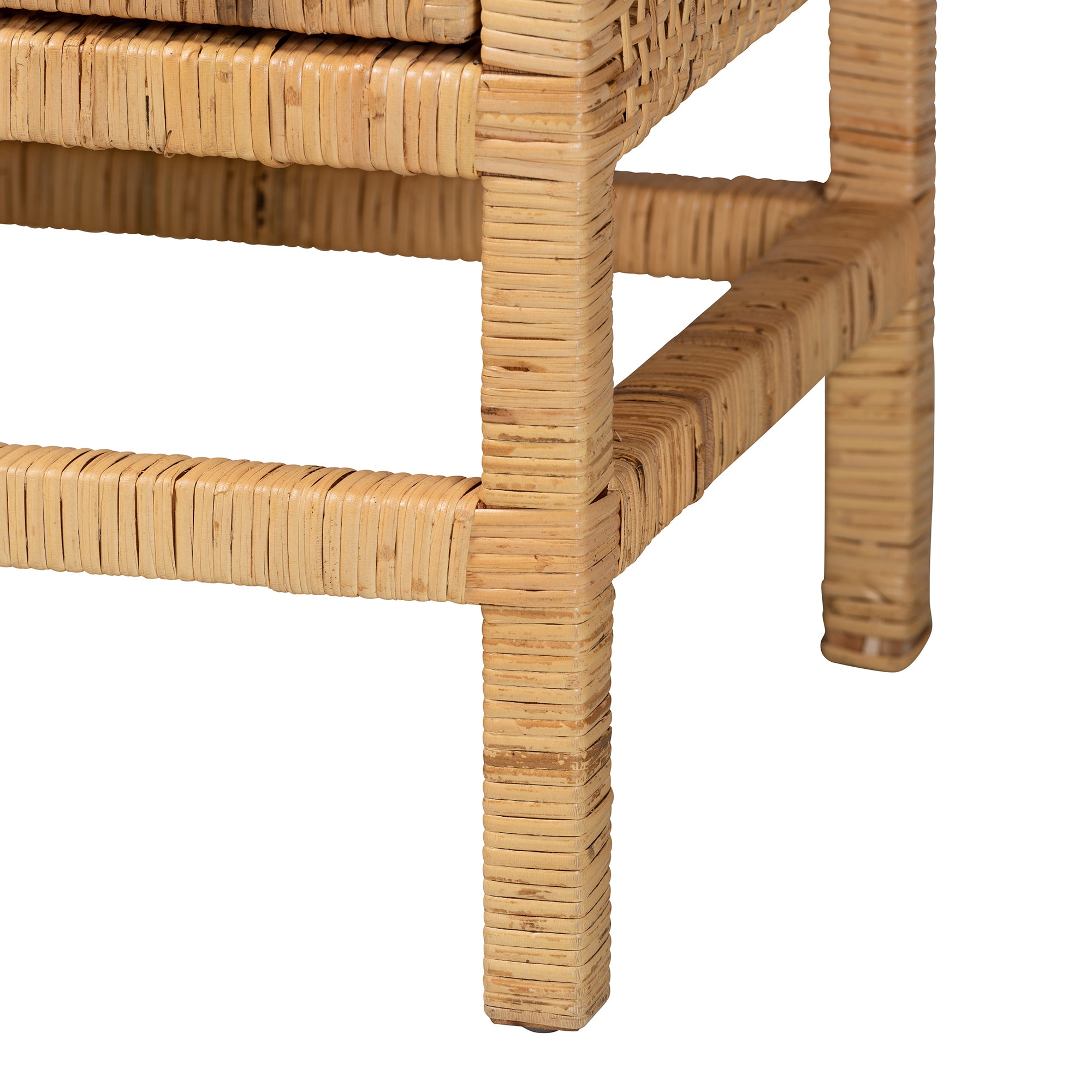 Bali & Pari Vivan Modern Bohemian Rattan and Mahogany Wood Storage Cabinet