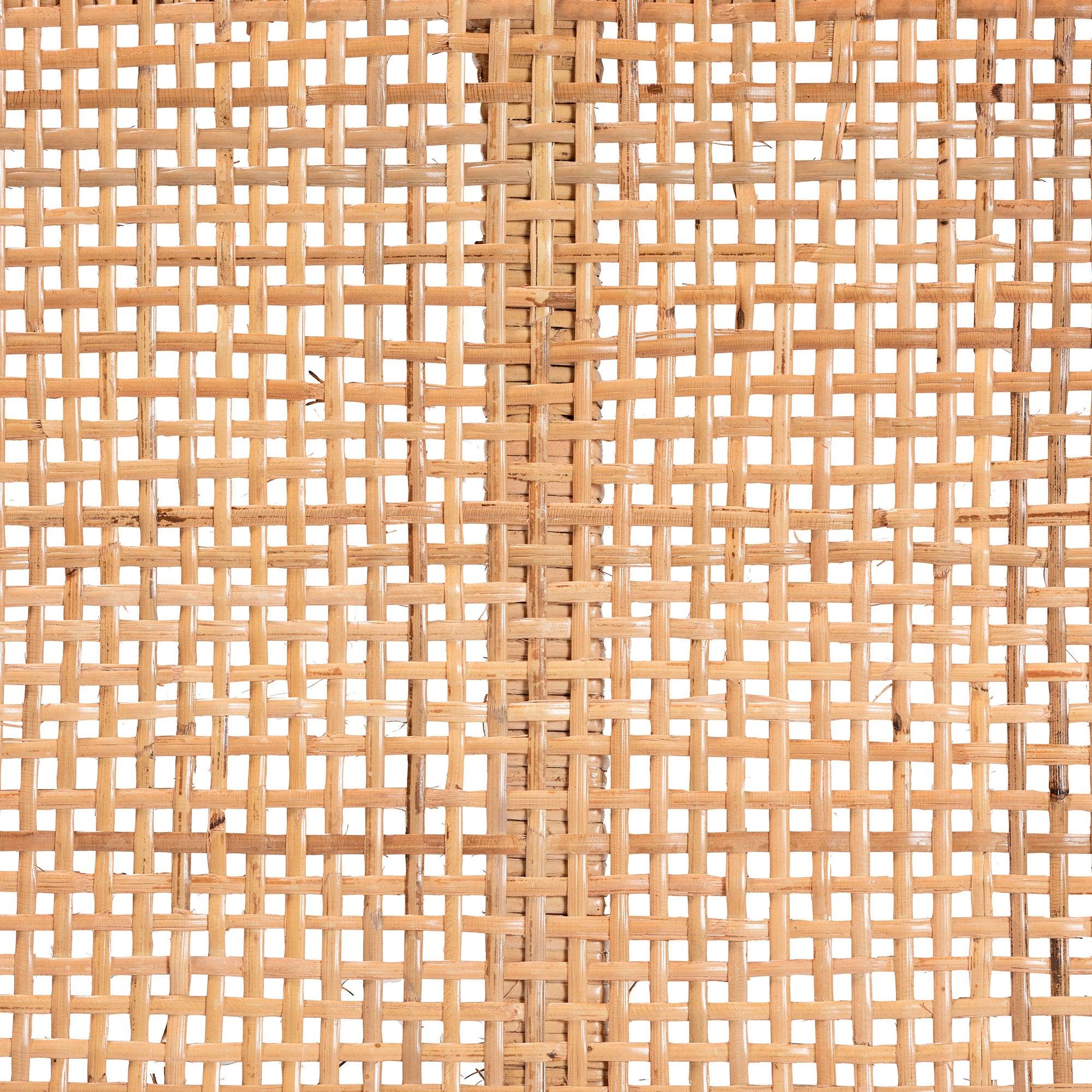 Bali & Pari Abelia Modern Bohemian Rattan and Mahogany Wood Short Accent Bench