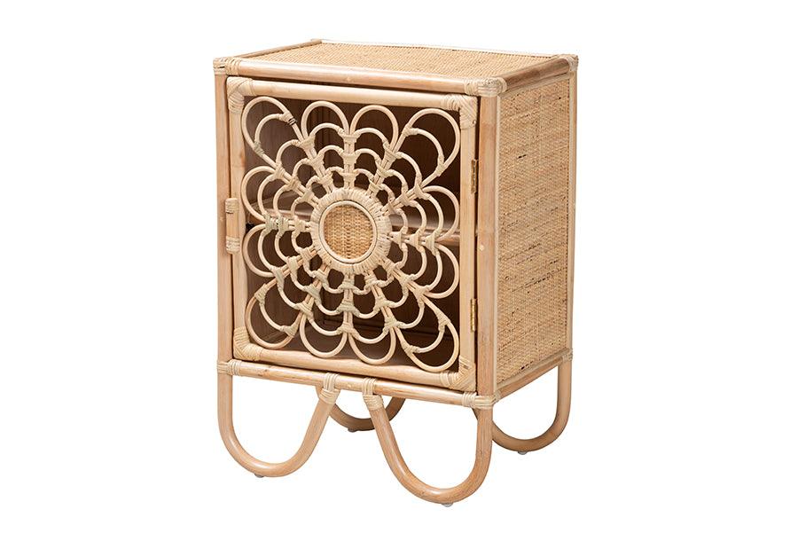 Bali & Pari Acelin Modern Bohemian Rattan Nightstand