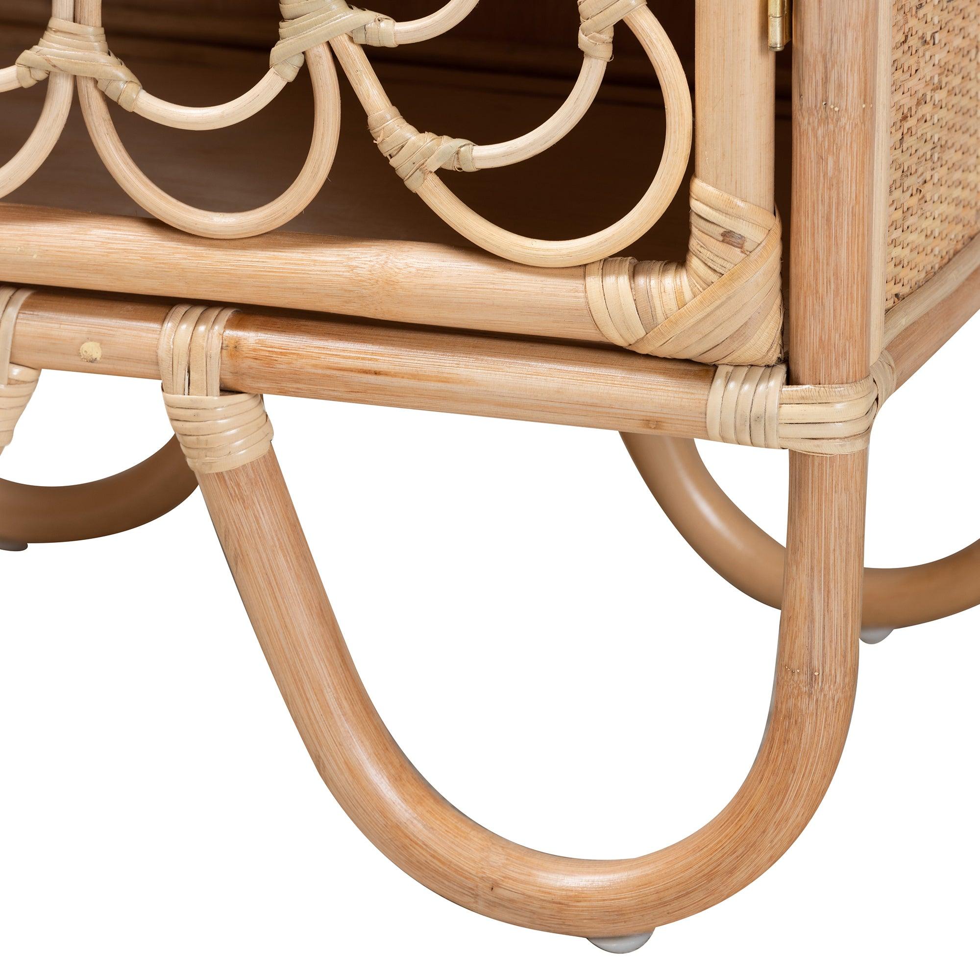Bali & Pari Acelin Modern Bohemian Rattan Nightstand