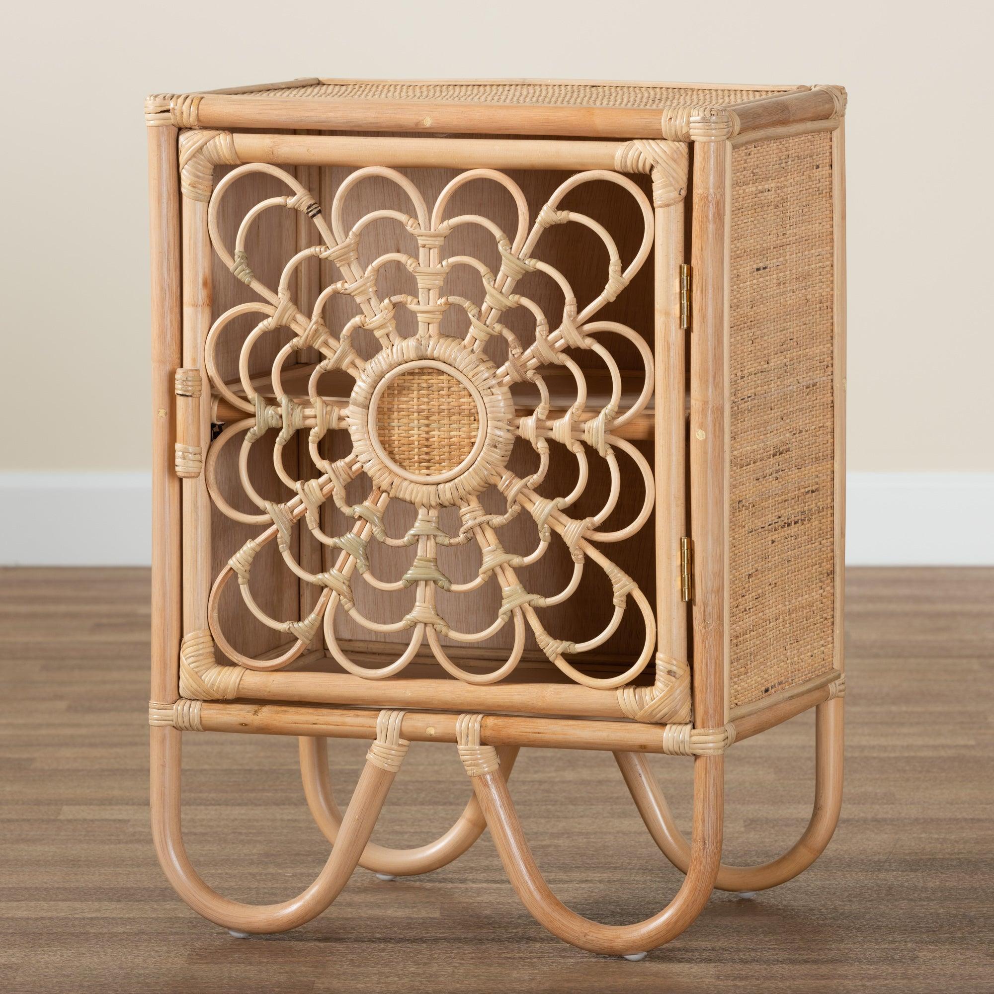 bali & pari Acelin Modern Bohemian Rattan Nightstand