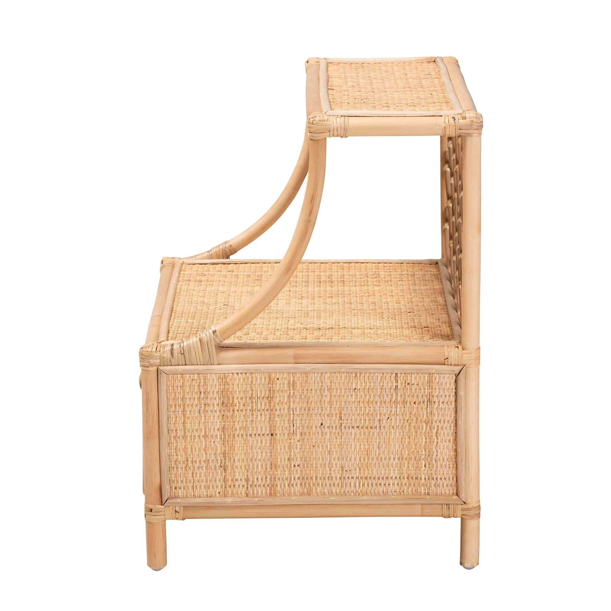 Bali & Pari Lalo Modern Bohemian Rattan 1-Drawer Nightstand