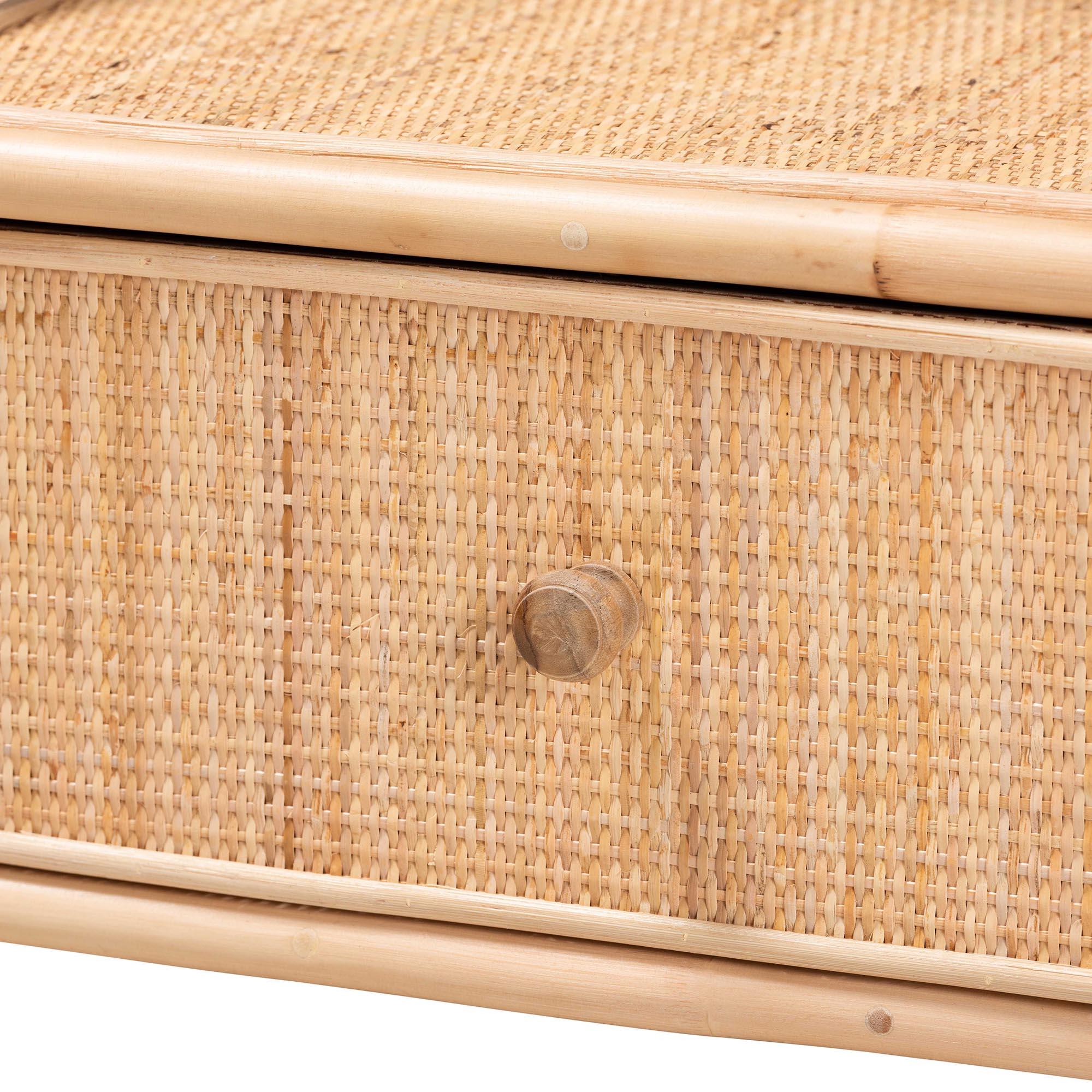Bali & Pari Lalo Modern Bohemian Rattan 1-Drawer Nightstand