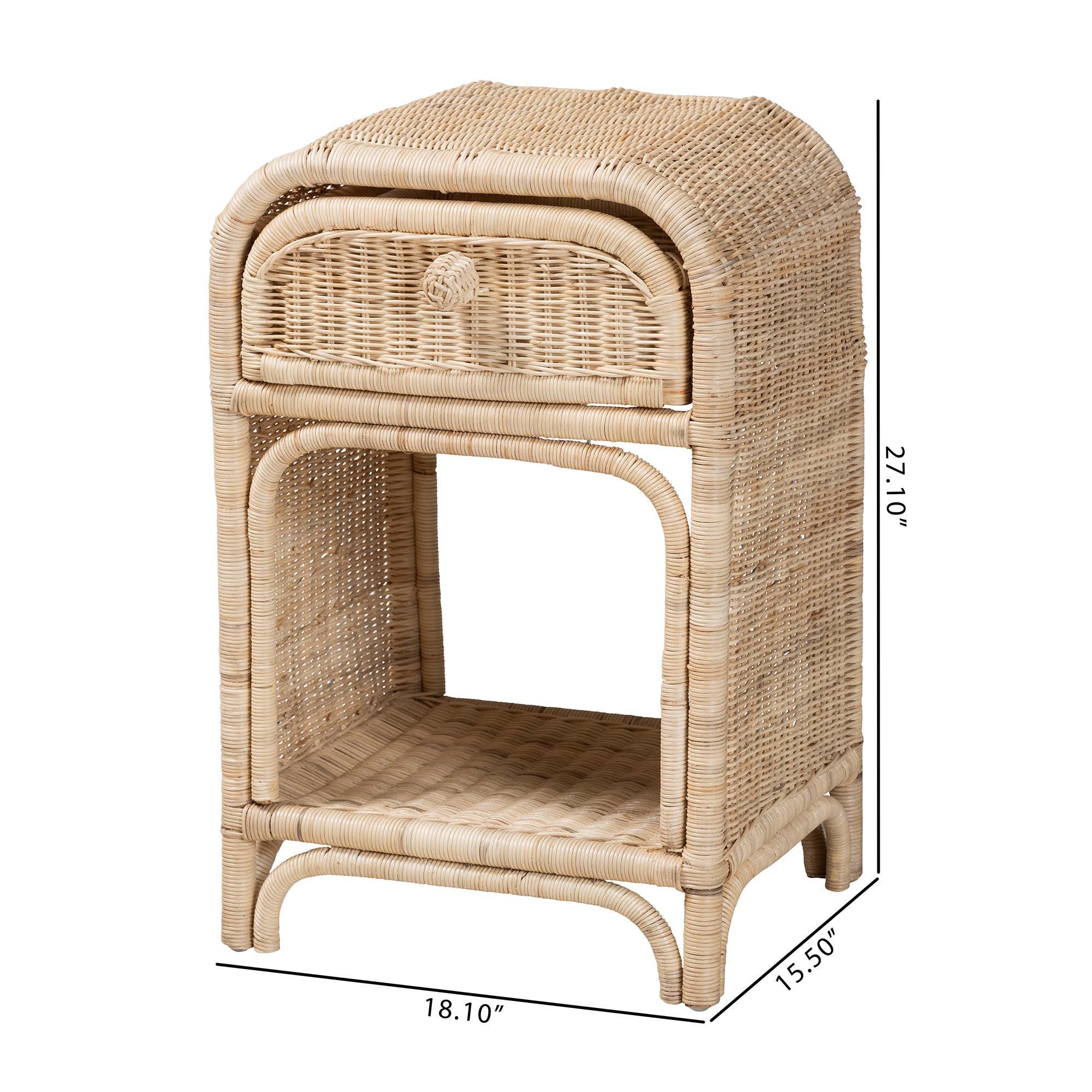 Bali & Pari Magni Modern Bohemian Rattan 1-Drawer Nightstand