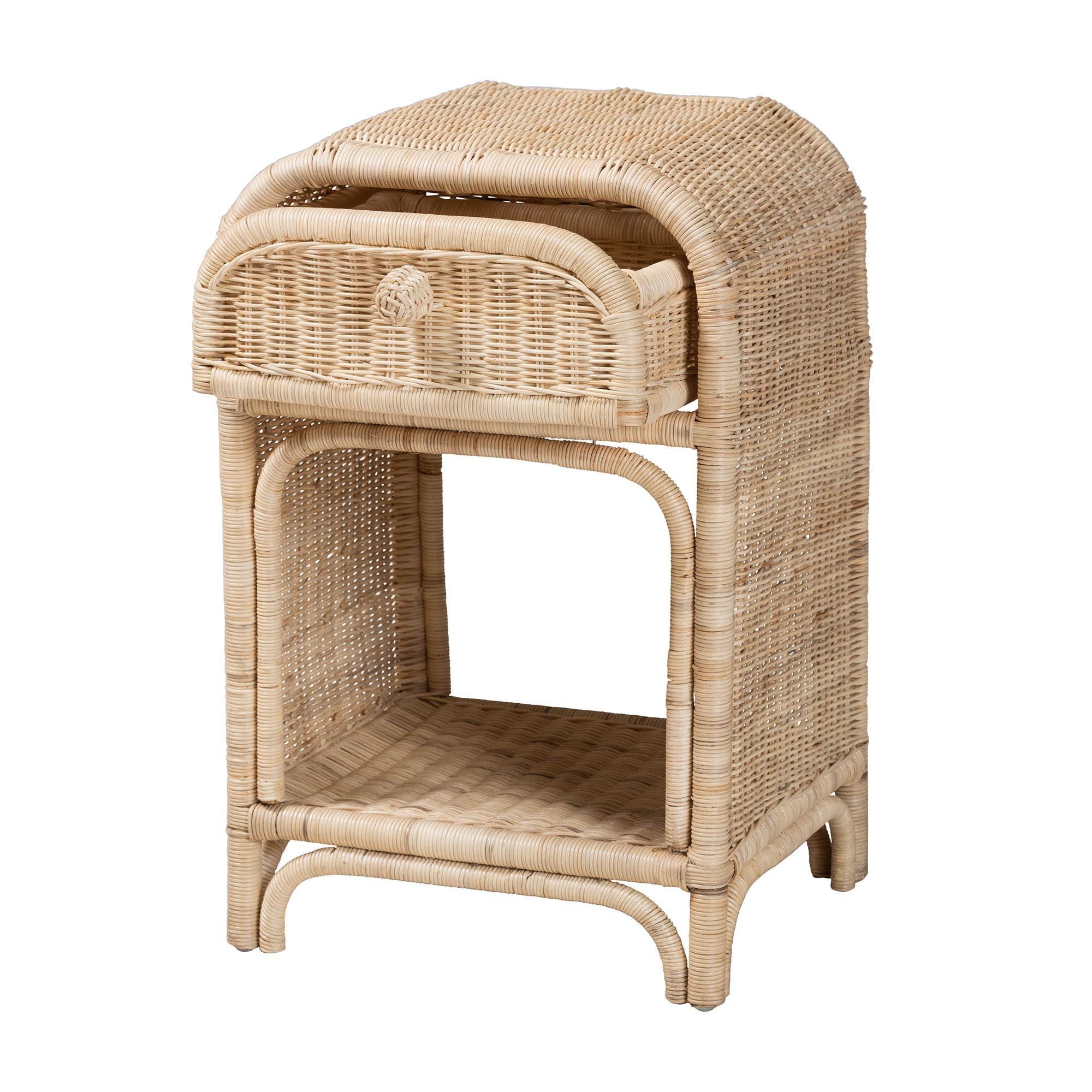 Bali & Pari Magni Modern Bohemian Rattan 1-Drawer Nightstand