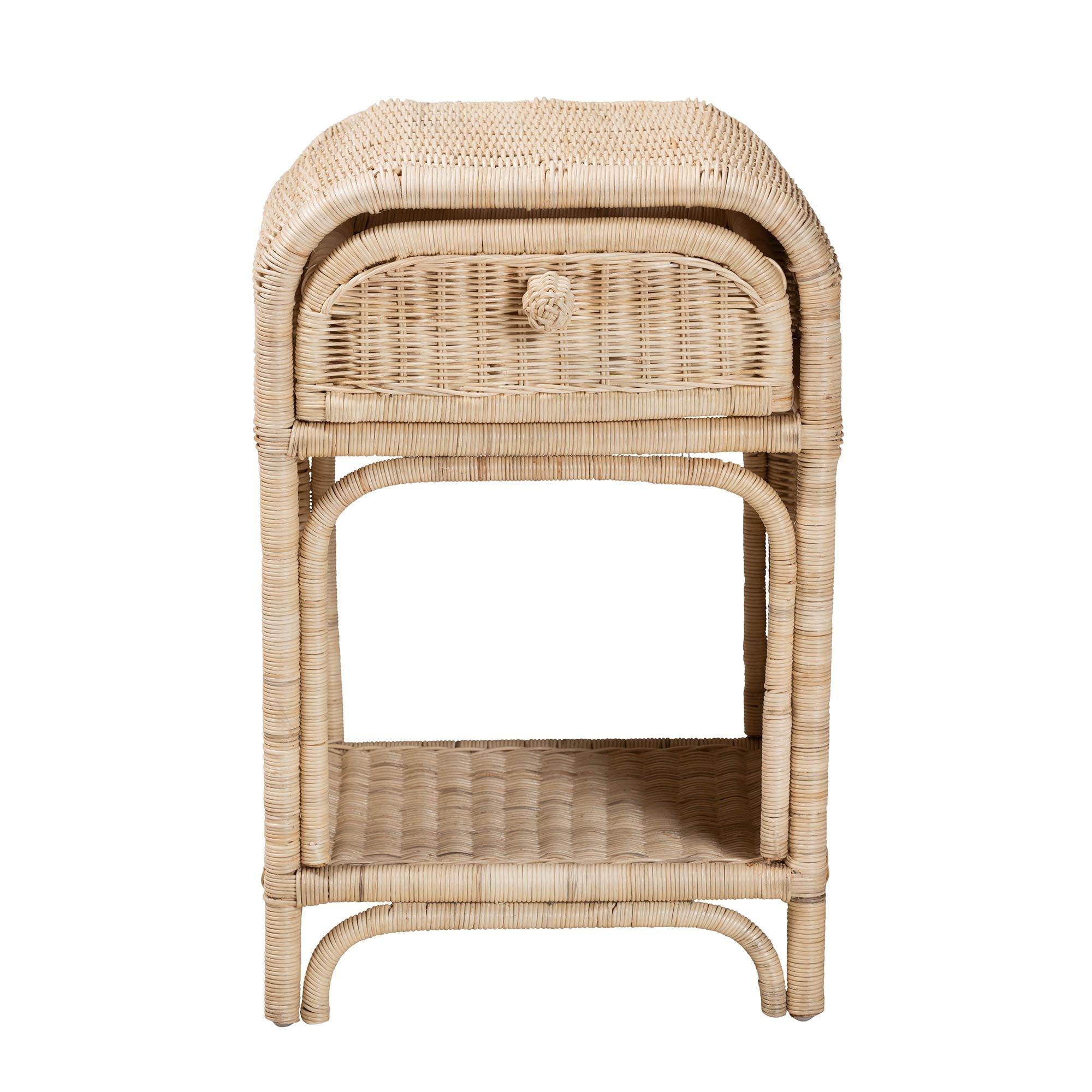 Bali & Pari Magni Modern Bohemian Rattan 1-Drawer Nightstand