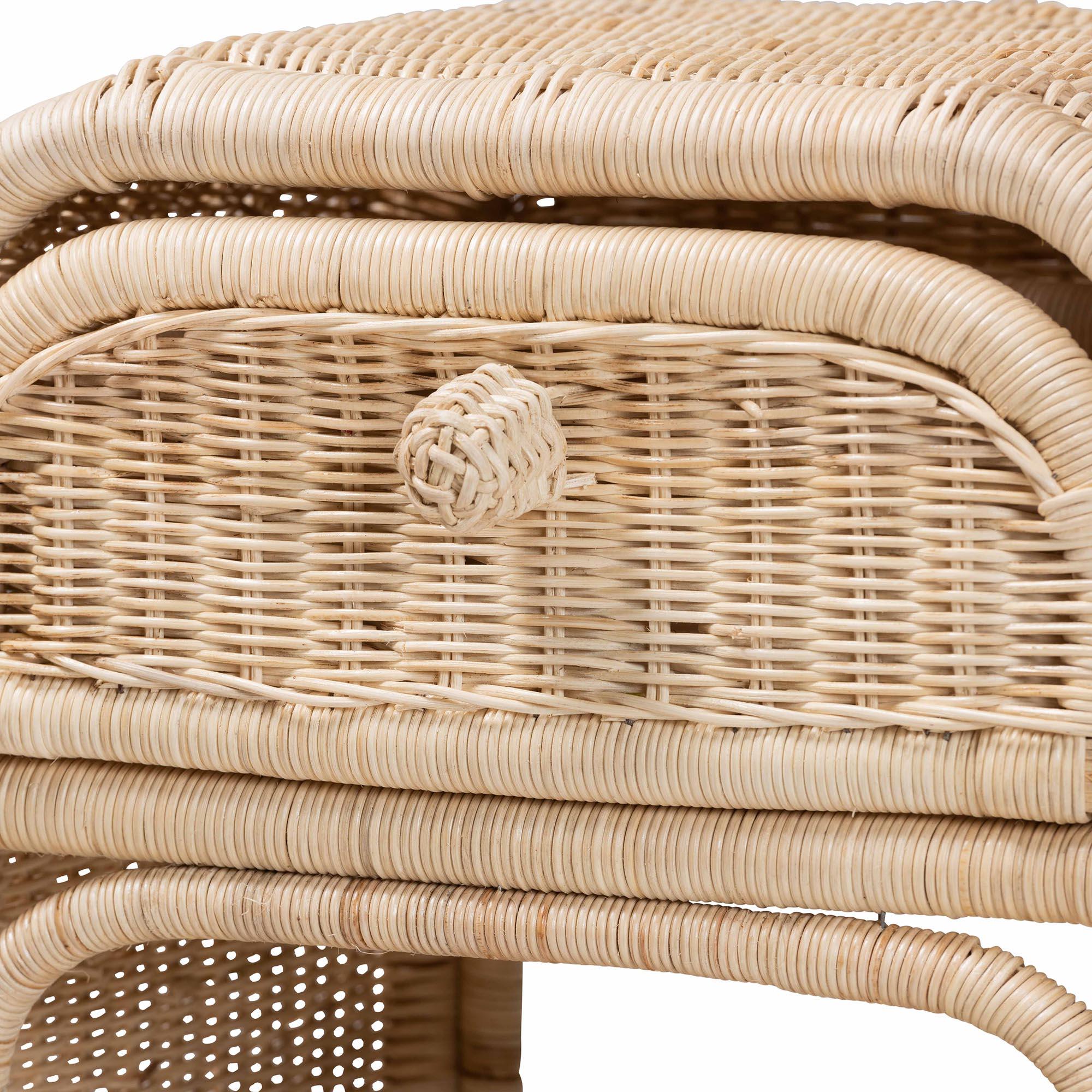 Bali & Pari Magni Modern Bohemian Rattan 1-Drawer Nightstand