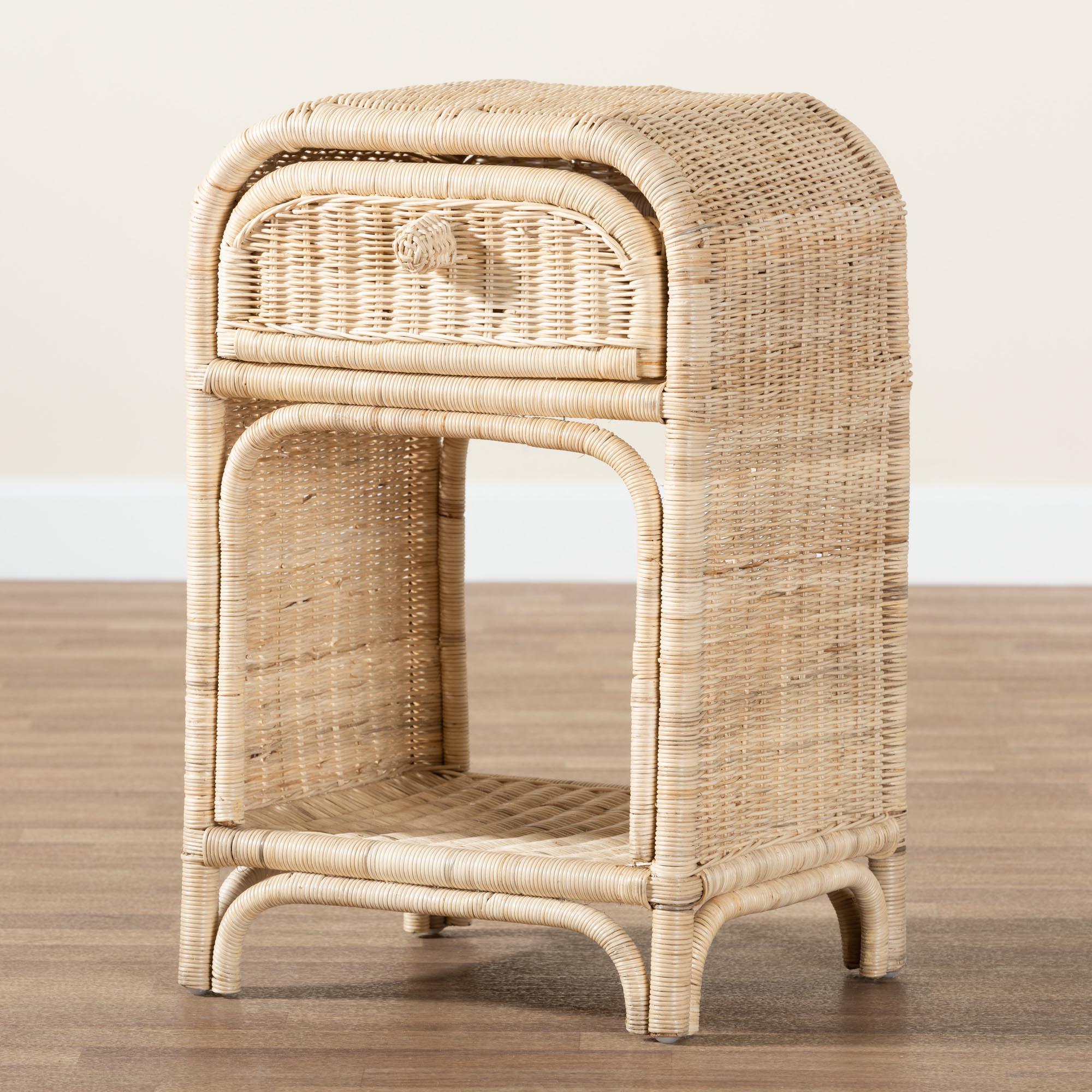 Bali & Pari Magni Modern Bohemian Rattan 1-Drawer Nightstand