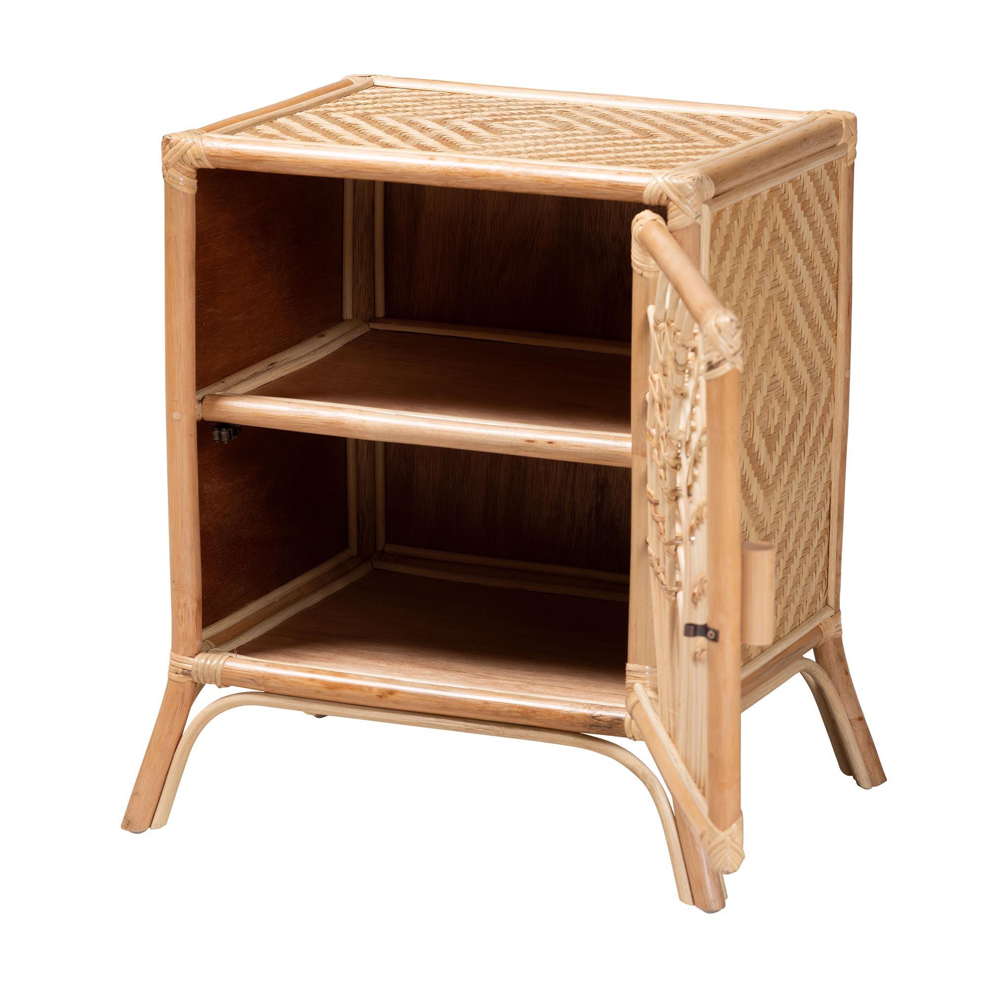 Bali & Pari Danna Modern Bohemian Rattan Nightstand