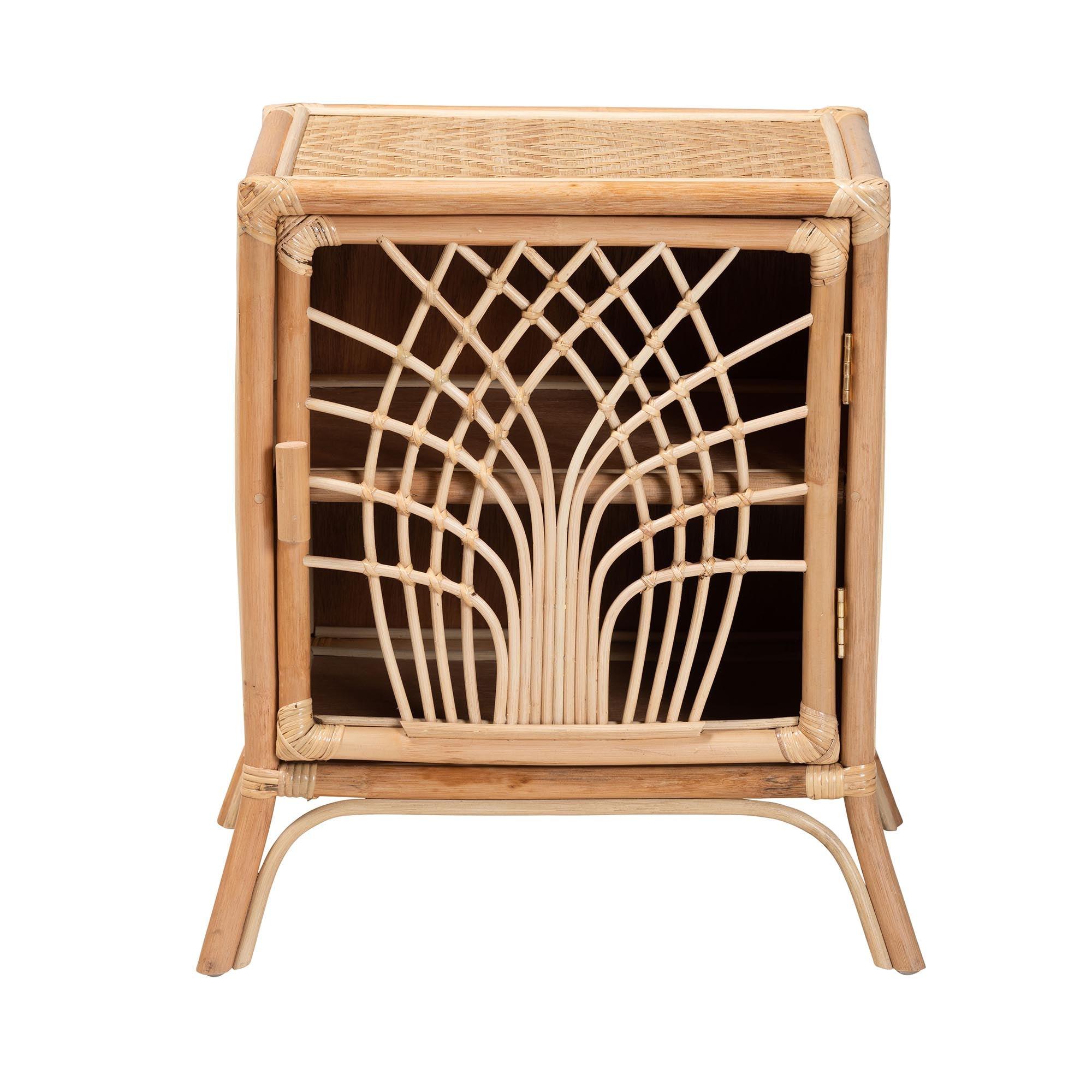 Bali & Pari Danna Modern Bohemian Rattan Nightstand